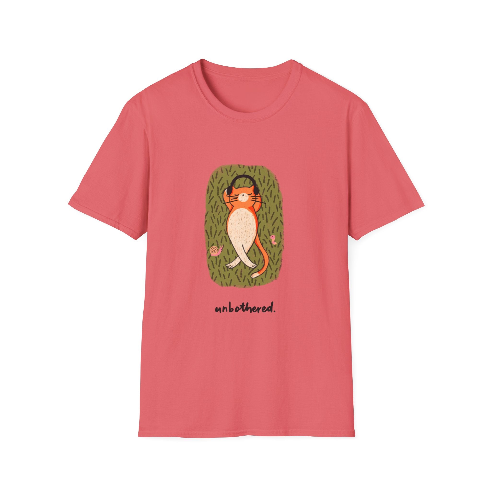 Cat Nap T-Shirt — Relaxing Orange Cat Lying in Grass Tee