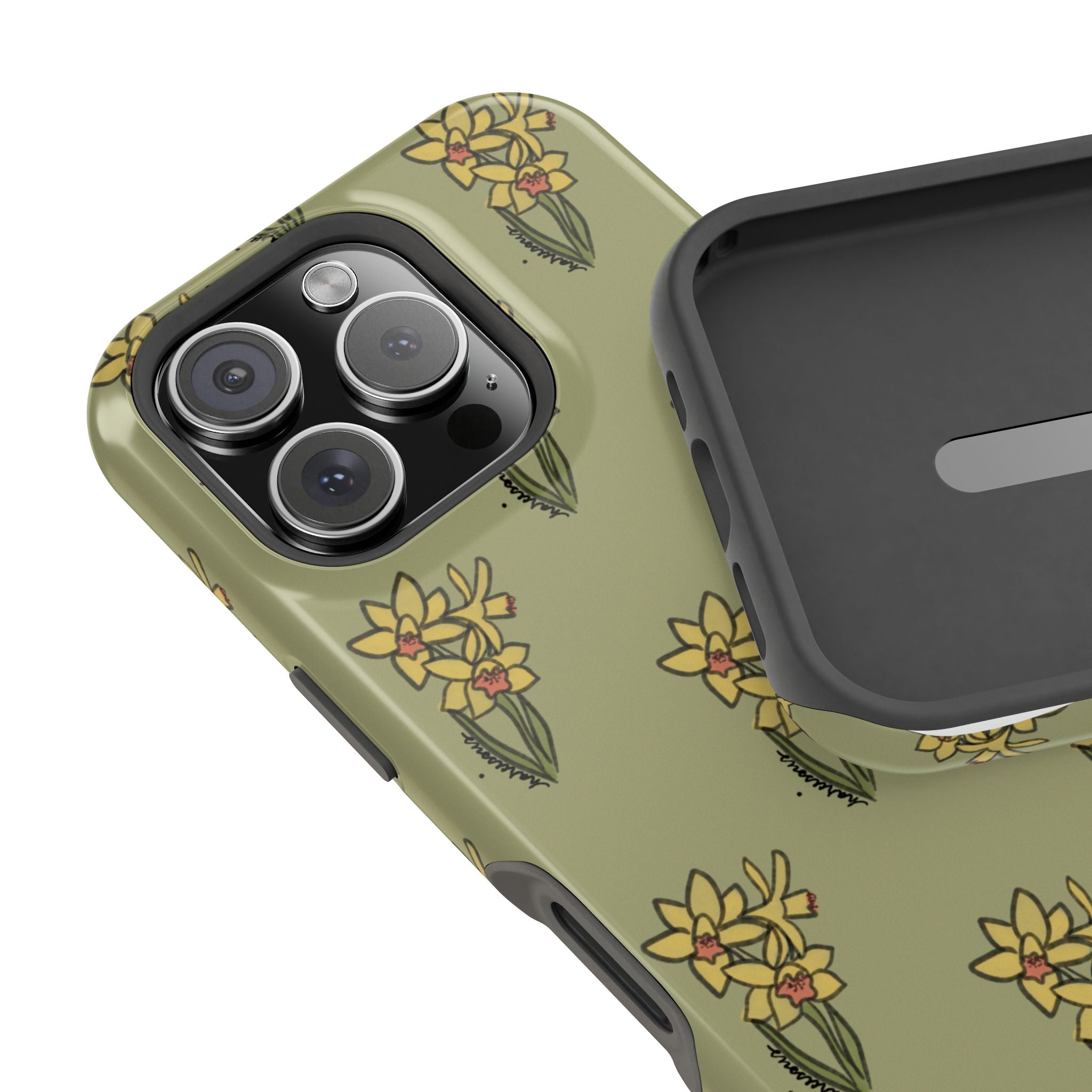 Yellow Narcissus Pattern Phone Case | Magnetic Impact-Resistant Case
