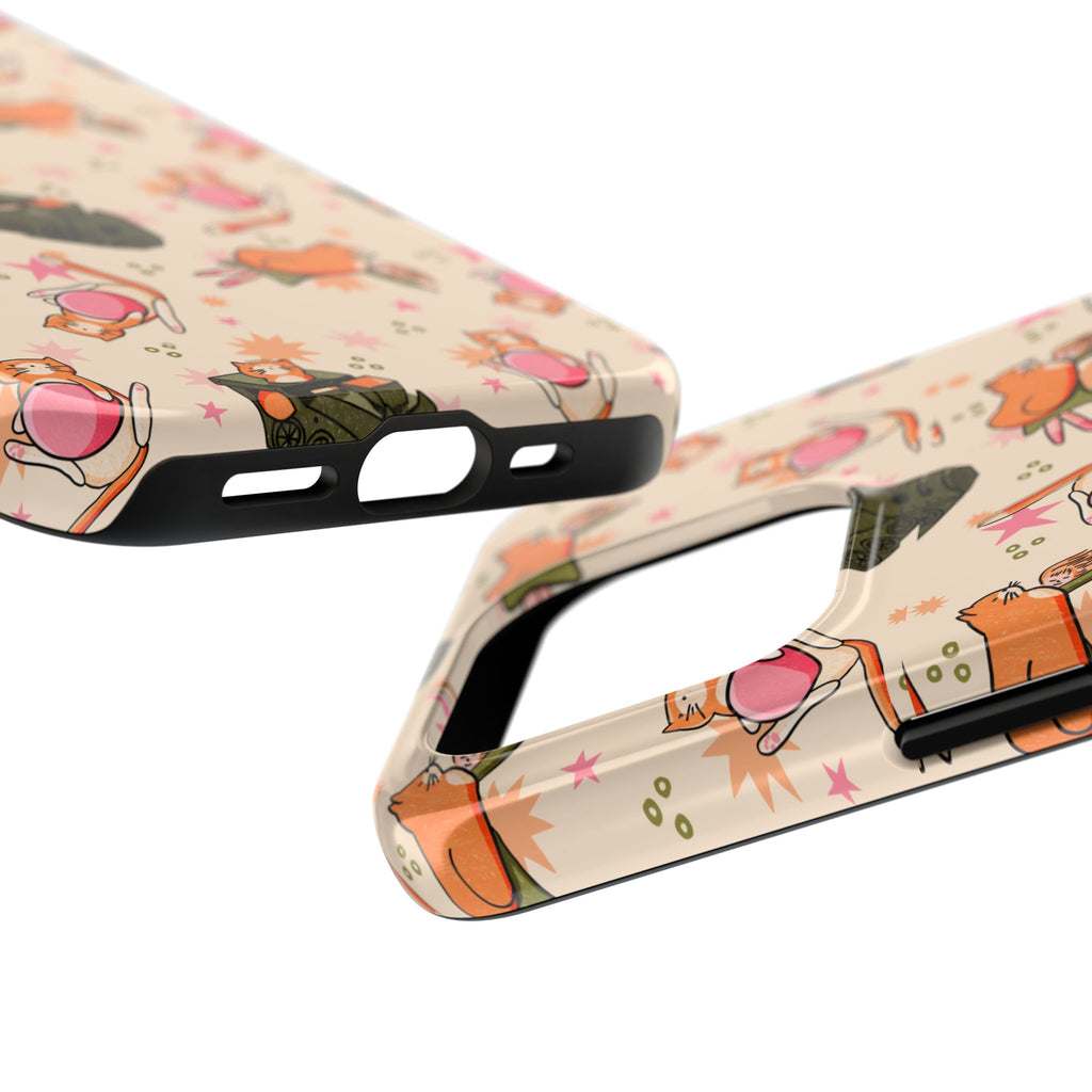 Simba Cat Phone Case with Toys, Cute Orange Cat Case, Playful Cat Lover Gift, Kawaii Cat Design, iPhone Samsung Case