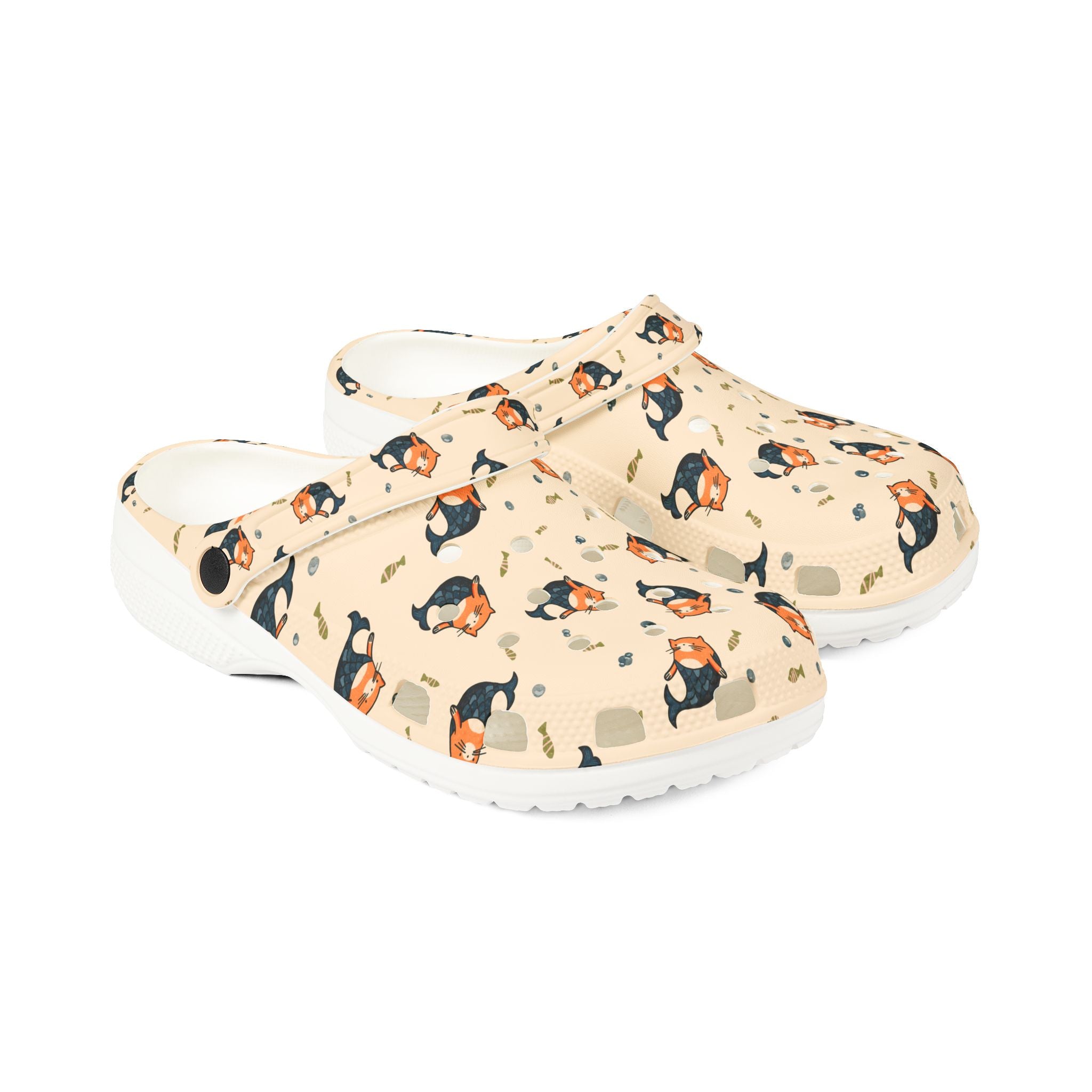 Mermaid Cat Pattern EVA Foam Clogs — Cute Cat Slip-On Garden Shoes