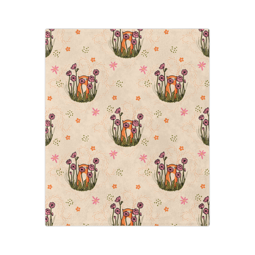 Floral Cat Microfiber Blanket — Soft Velveteen Animal Print Throw for Nursery & Cozy Home