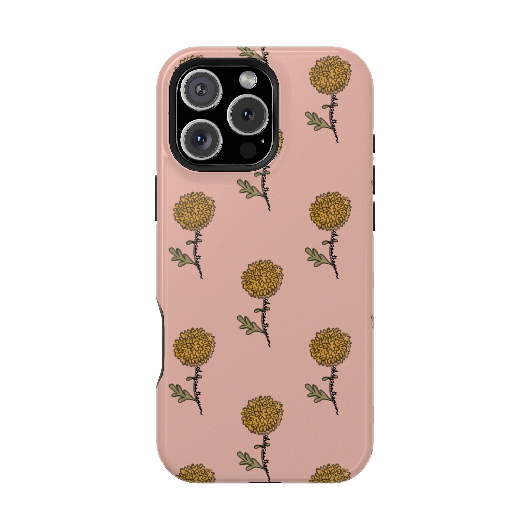 Golden Mum Flower phone case Magnetic Impact-Resistant Case | MagSafe compatible, floral dusty-rose