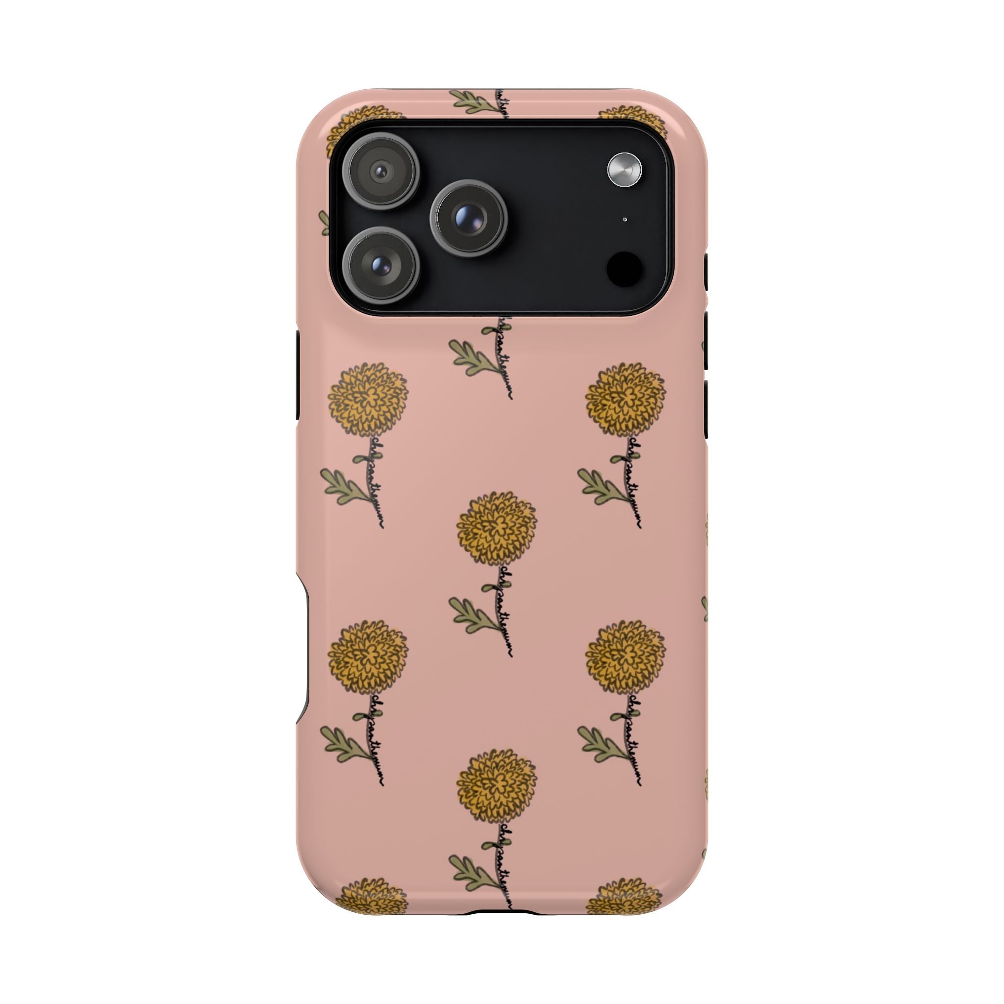 Golden Mum Flower phone case Magnetic Impact-Resistant Case | MagSafe compatible, floral dusty-rose