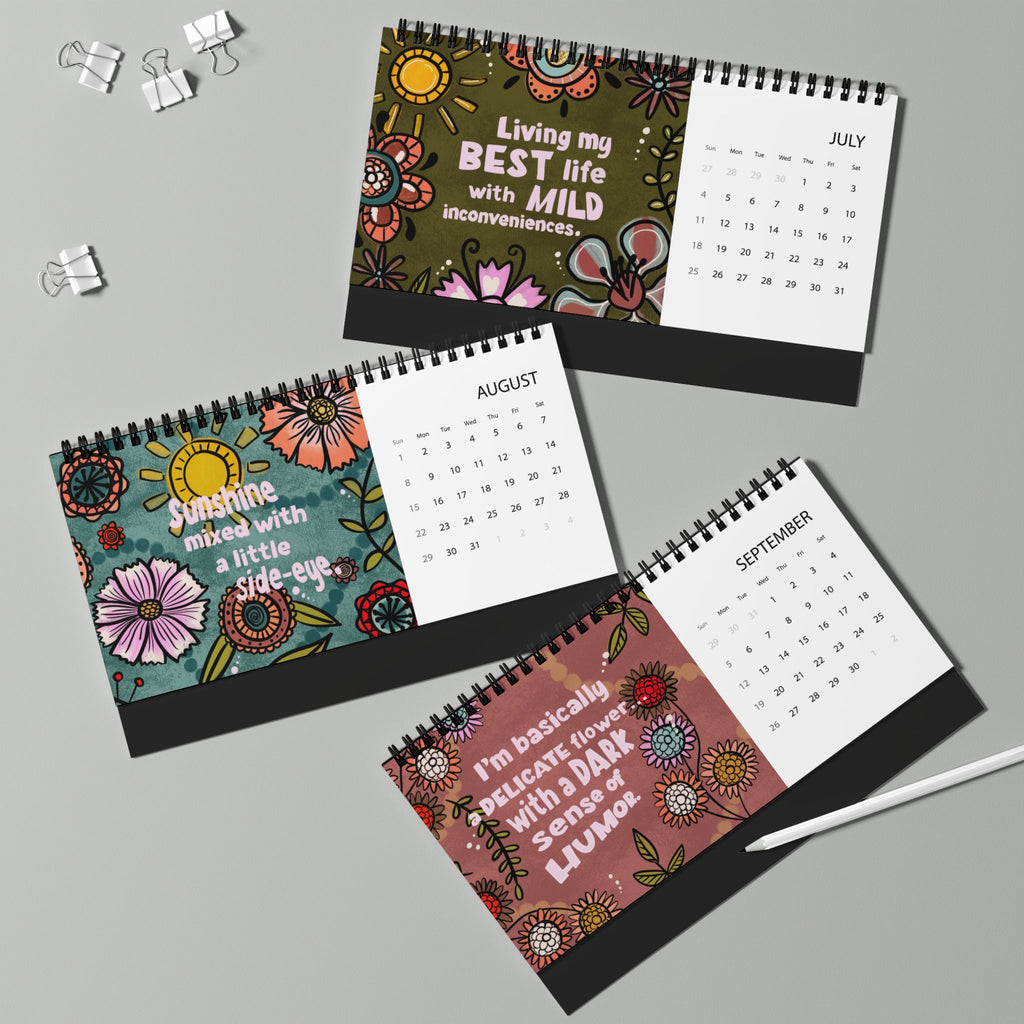 Sassy Floral Quote Desktop Calendar | 2027 Desk Planner