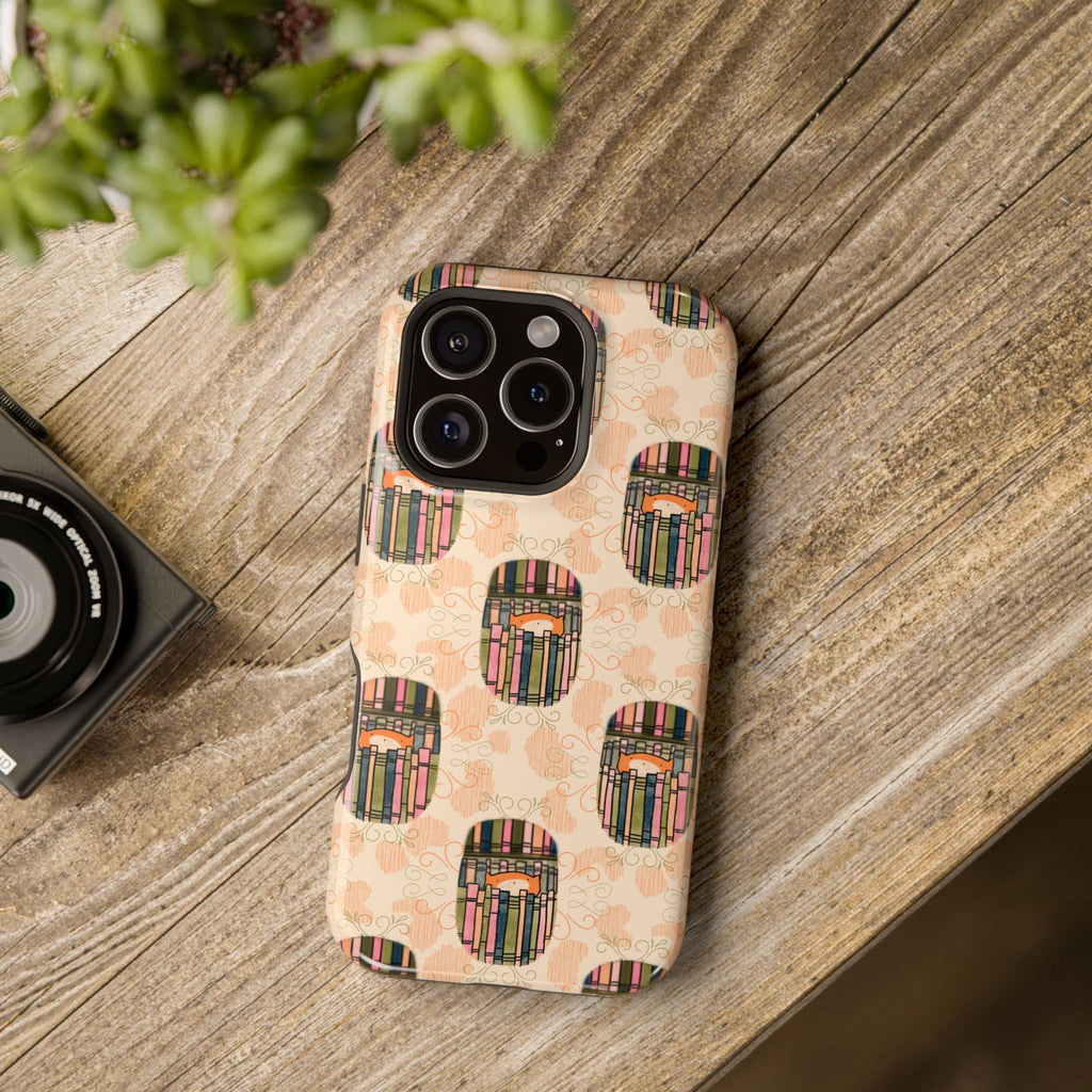 Phone Case Library Cat Pattern Magnetic Impact Resistant Case