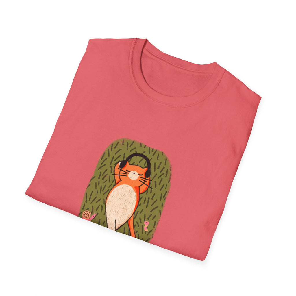 Cat Nap T-Shirt — Relaxing Orange Cat Lying in Grass Tee