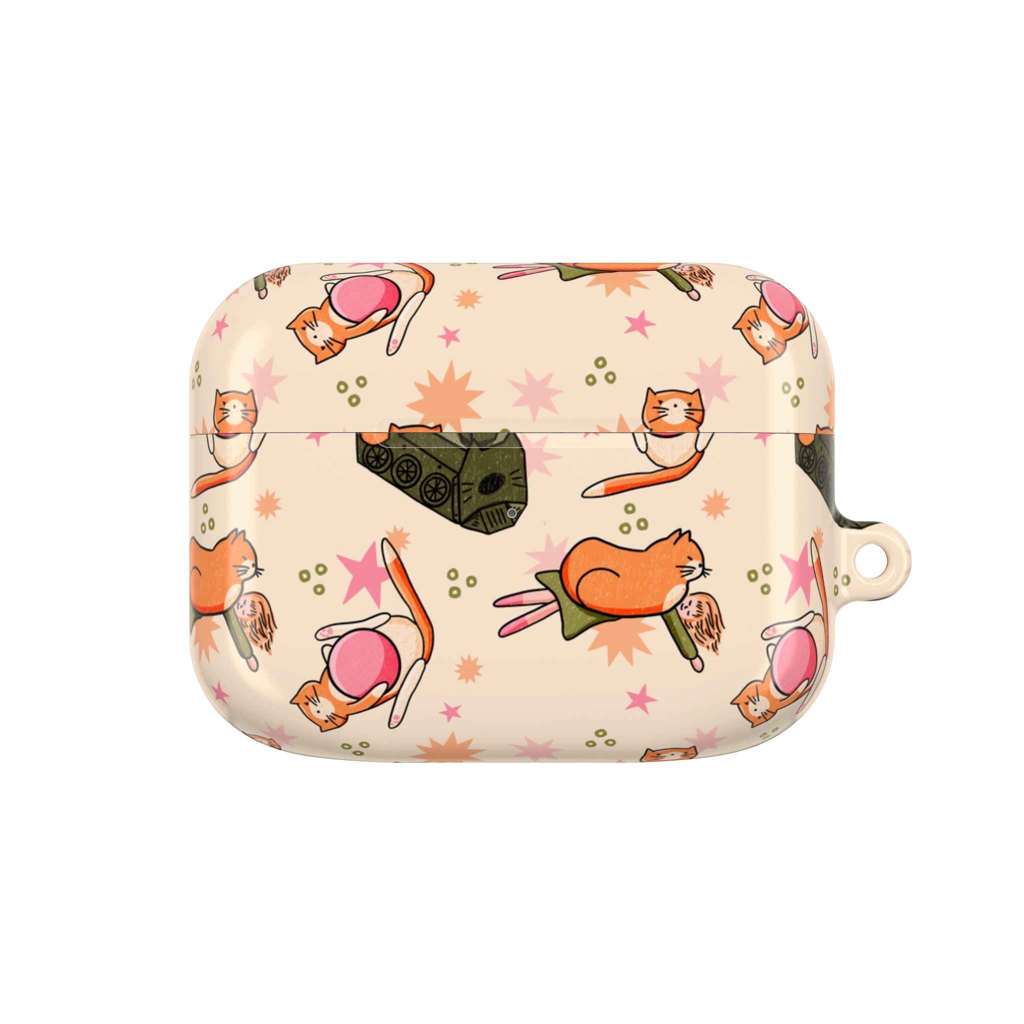 Cute Cat Pattern AirPod Case — Kawaii Orange Kitty Tech Cover