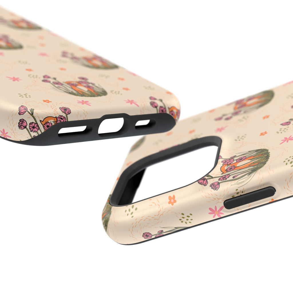Floral Cat Pattern Magnetic Impact-Resistant Phone Case