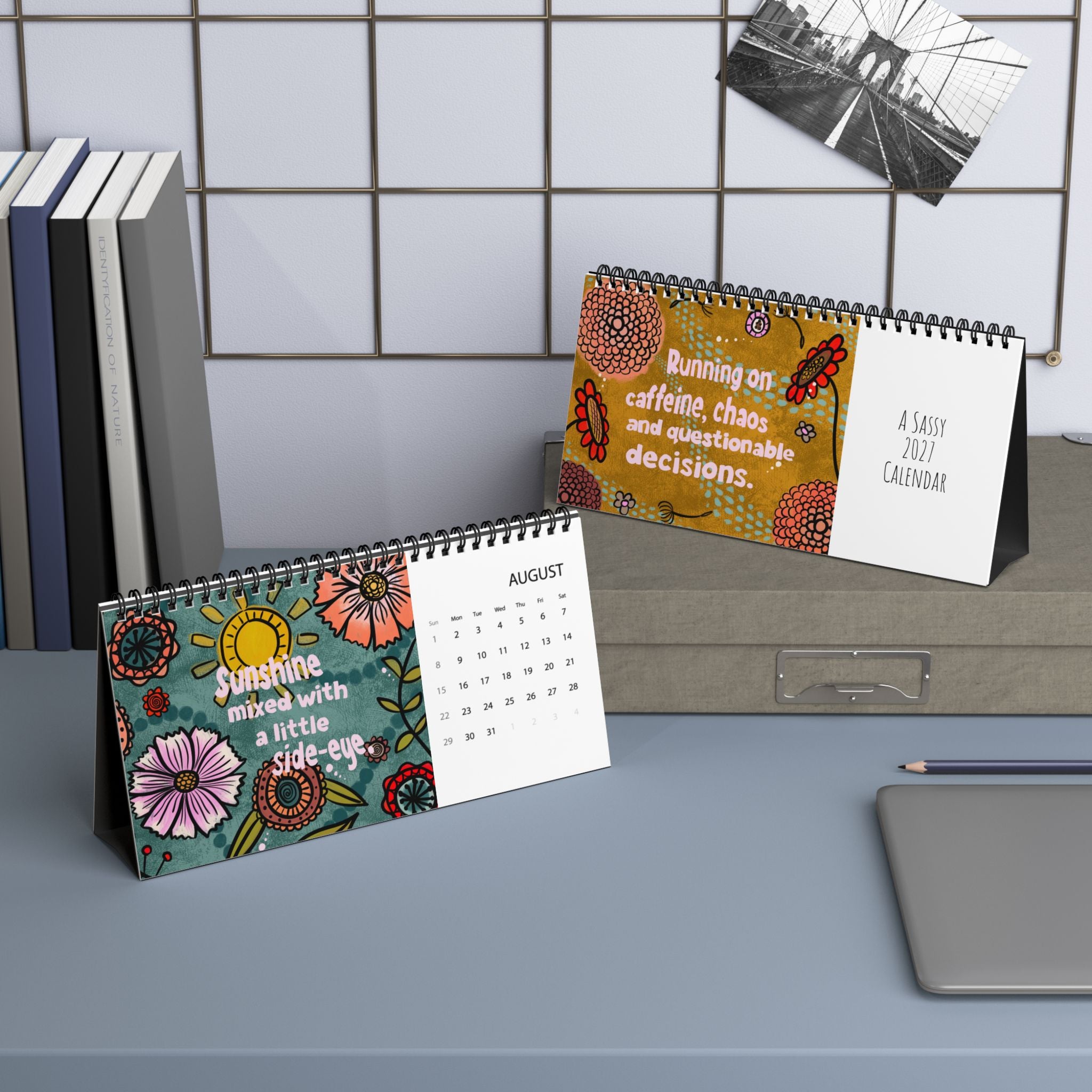 Sassy Floral Quote Desktop Calendar | 2027 Desk Planner