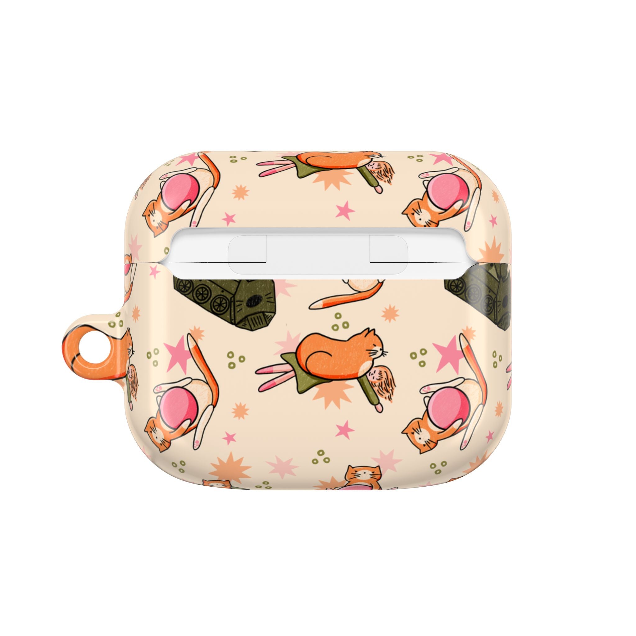 Cute Cat Pattern AirPod Case — Kawaii Orange Kitty Tech Cover