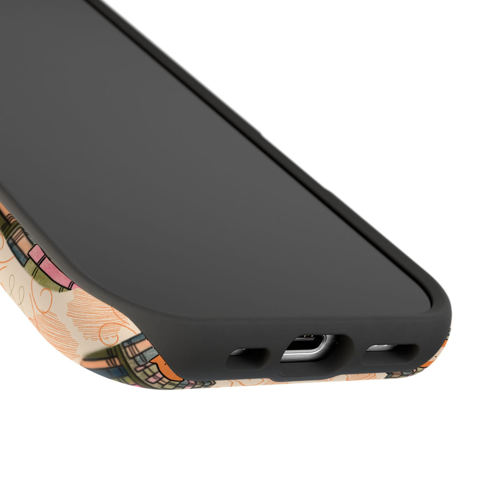 Phone Case Library Cat Pattern Magnetic Impact Resistant Case