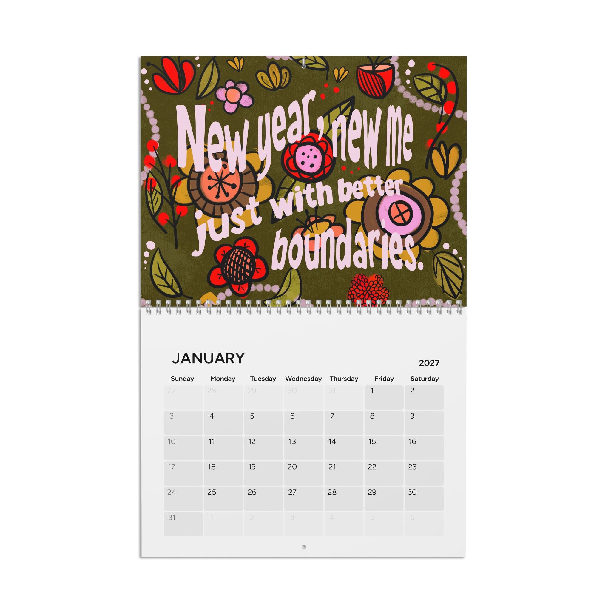 Whimsical Floral Quote Calendar 2027 | Wall Calendar