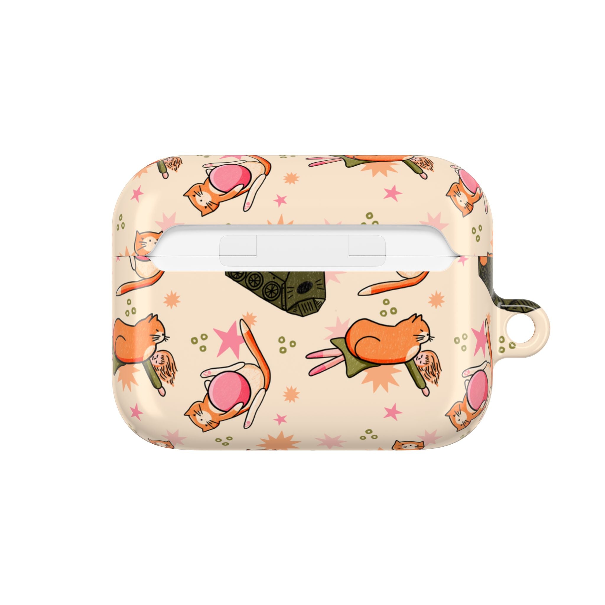 Cute Cat Pattern AirPod Case — Kawaii Orange Kitty Tech Cover