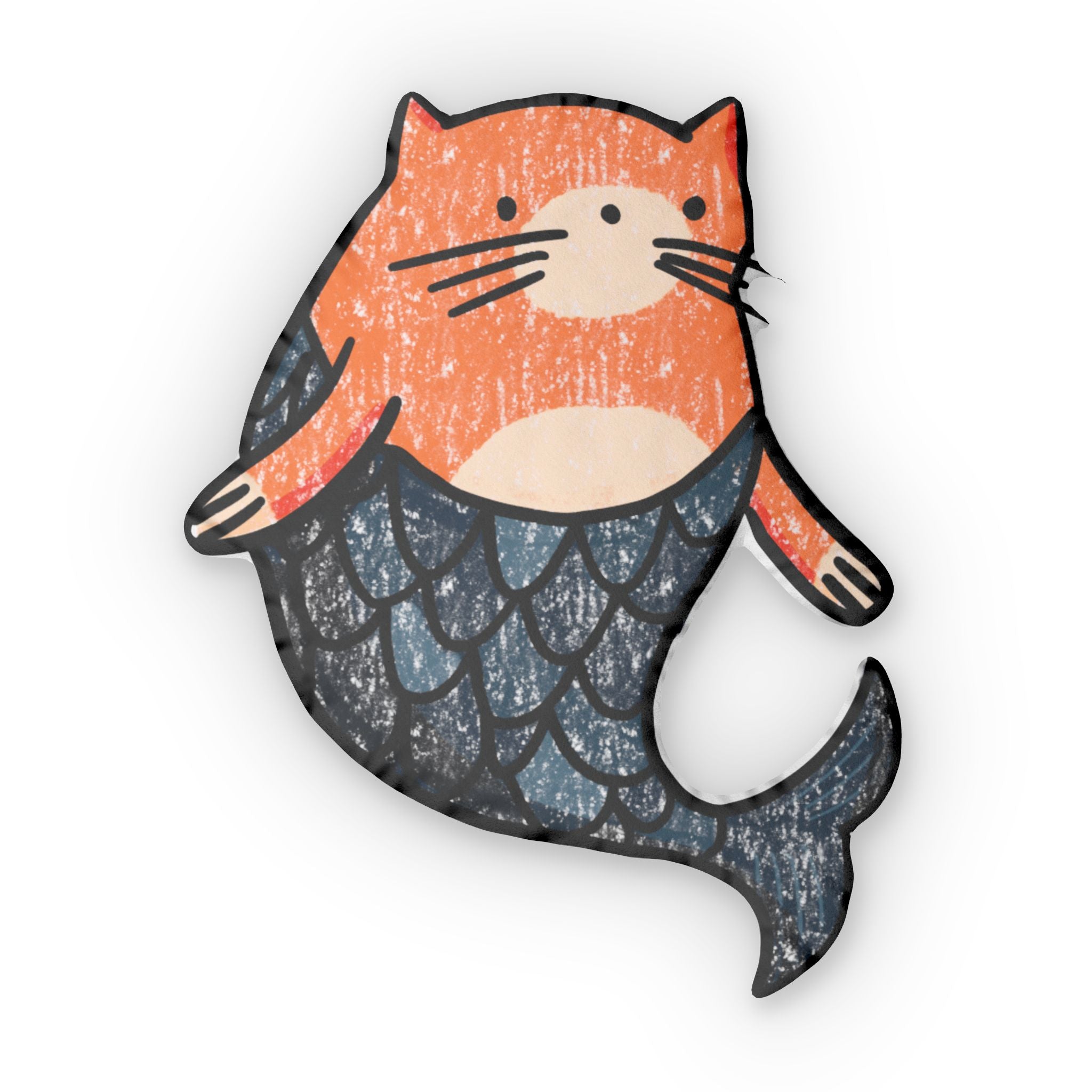 Mermaid Cat Shaped Pillow — Whimsical Cat-Mermaid Plush Accent