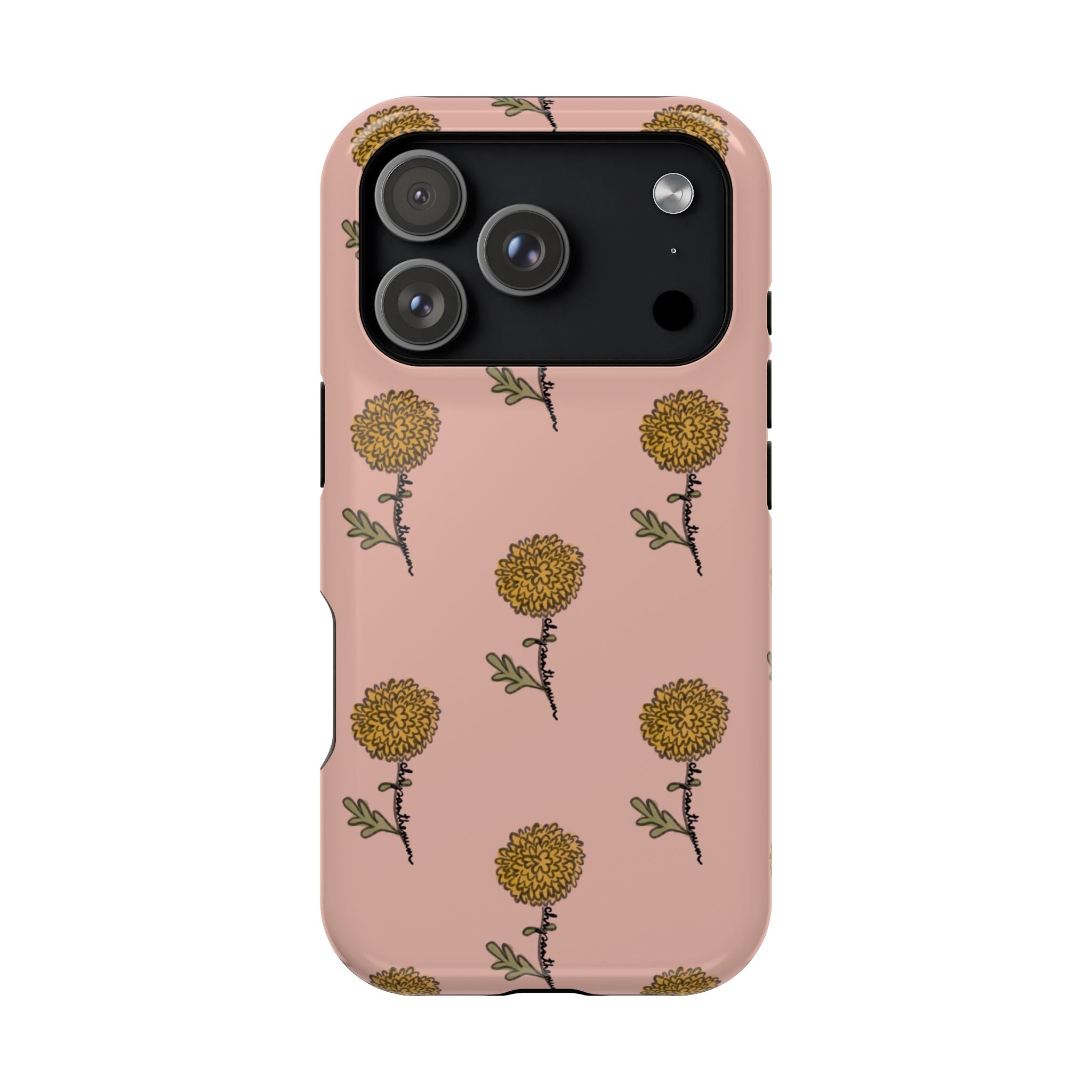 Golden Mum Flower phone case Magnetic Impact-Resistant Case | MagSafe compatible, floral dusty-rose