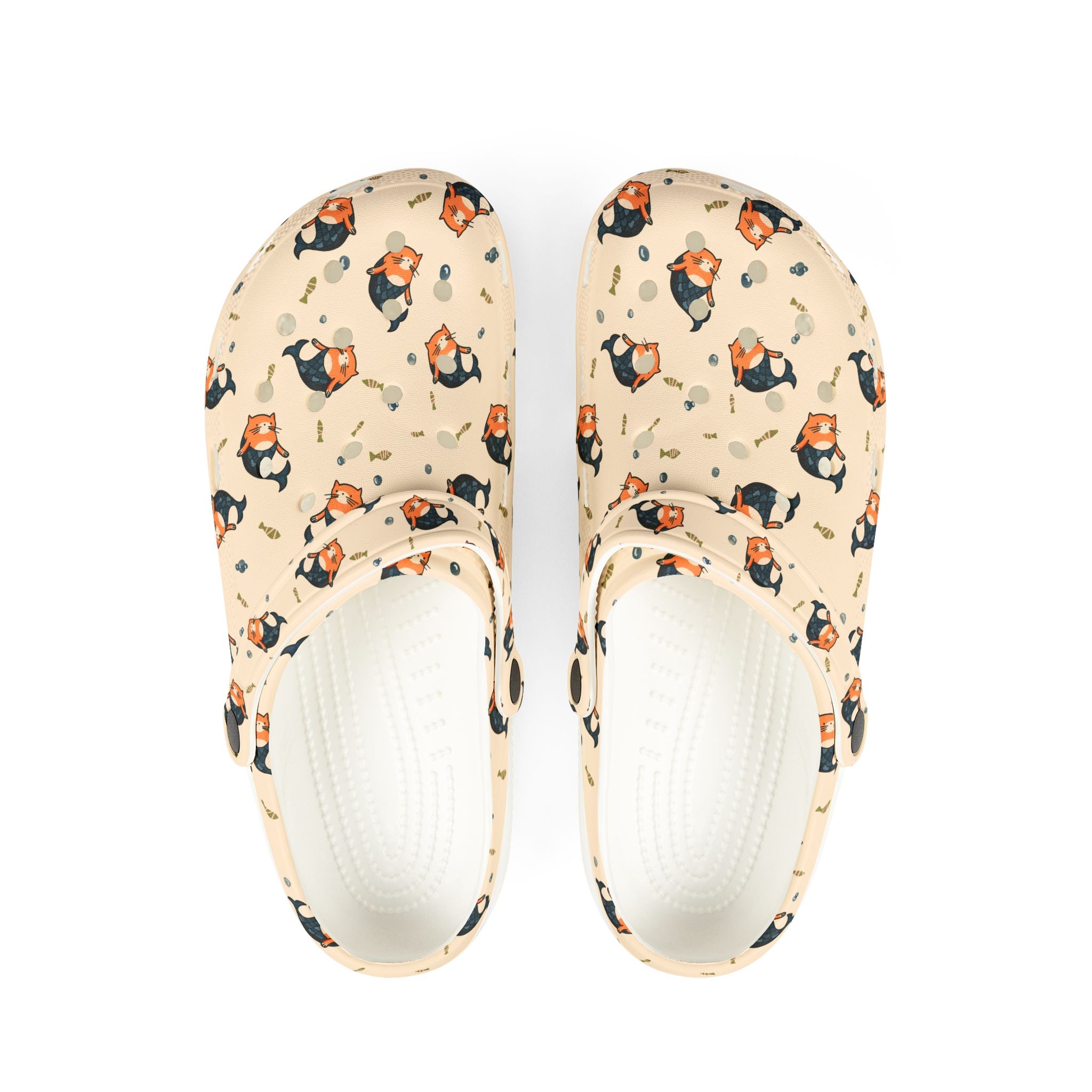 Mermaid Cat Pattern EVA Foam Clogs — Cute Cat Slip-On Garden Shoes