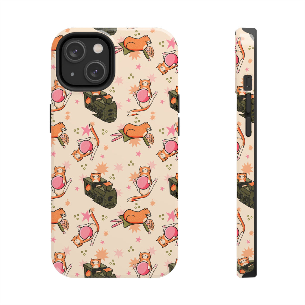 Simba Cat Phone Case with Toys, Cute Orange Cat Case, Playful Cat Lover Gift, Kawaii Cat Design, iPhone Samsung Case