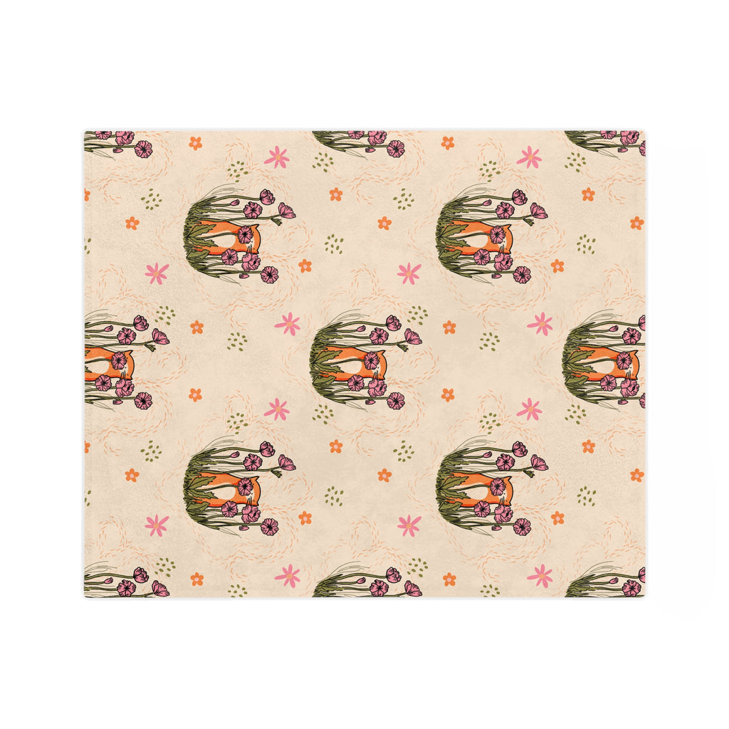 Floral Cat Microfiber Blanket — Soft Velveteen Animal Print Throw for Nursery & Cozy Home