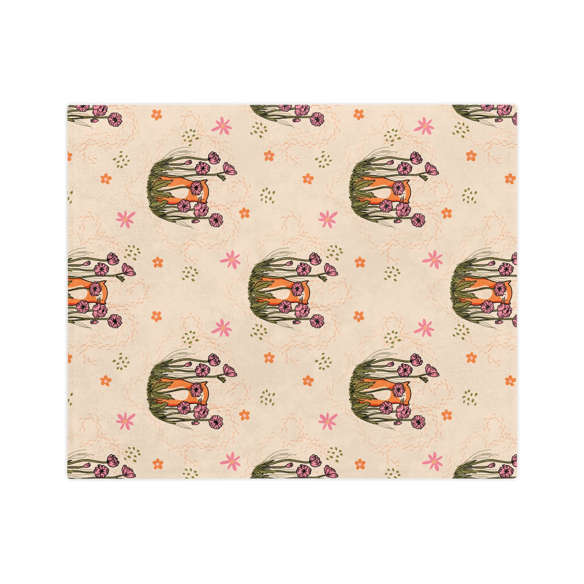 Floral Cat Microfiber Blanket — Soft Velveteen Animal Print Throw for Nursery & Cozy Home