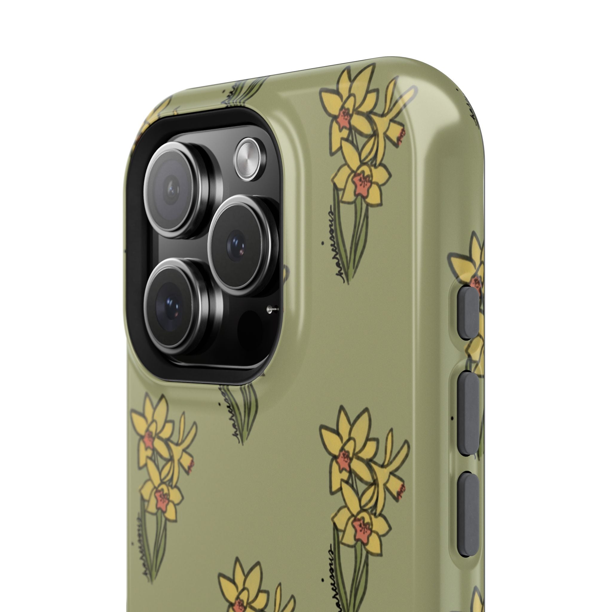 Yellow Narcissus Pattern Phone Case | Magnetic Impact-Resistant Case