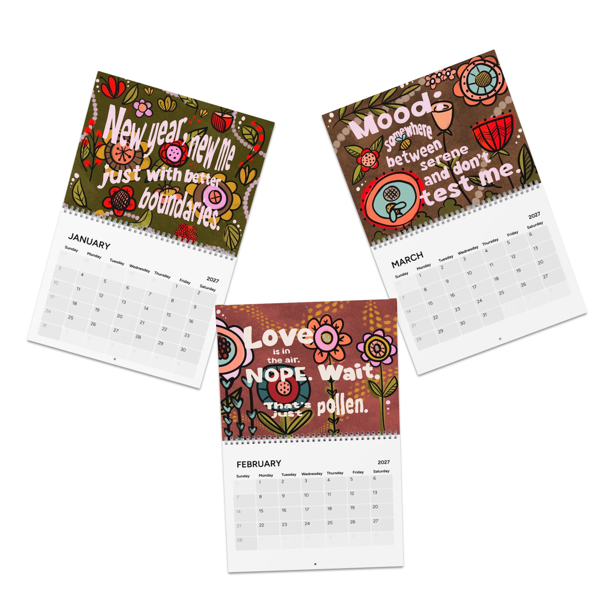 Whimsical Floral Quote Calendar 2027 | Wall Calendar