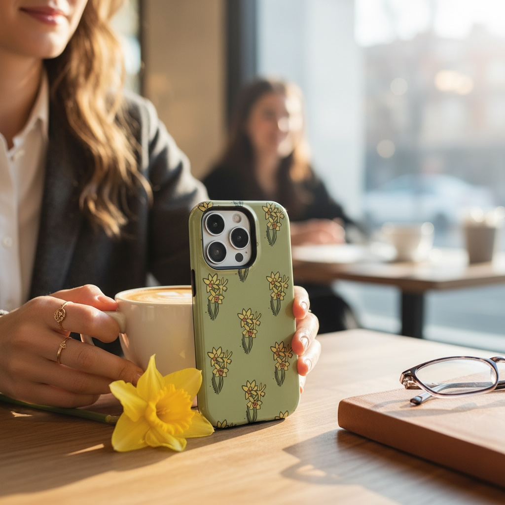 Yellow Narcissus Pattern Phone Case | Magnetic Impact-Resistant Case