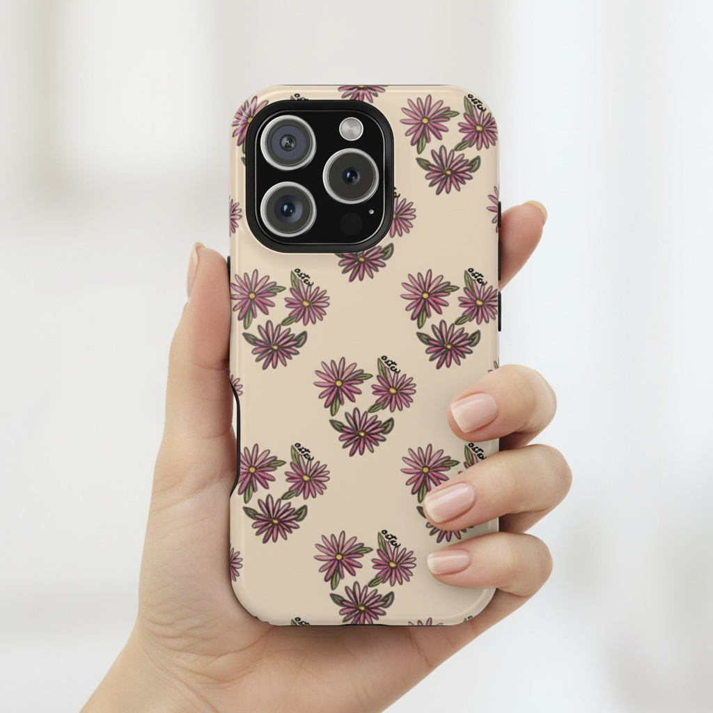 Pink Asters Floral Phone Case | Magnetic Impact-Resistant Case
