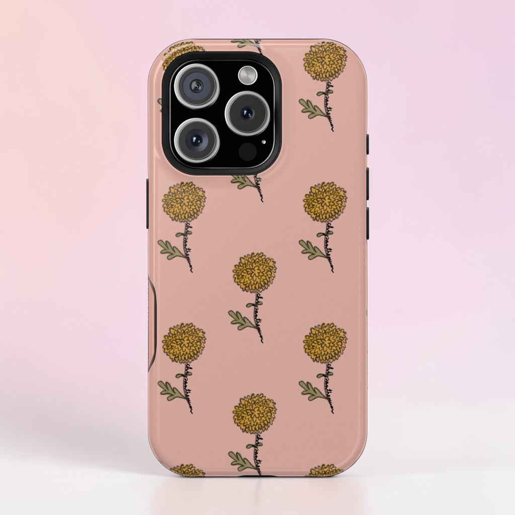 Golden Mum Flower phone case Magnetic Impact-Resistant Case | MagSafe compatible, floral dusty-rose