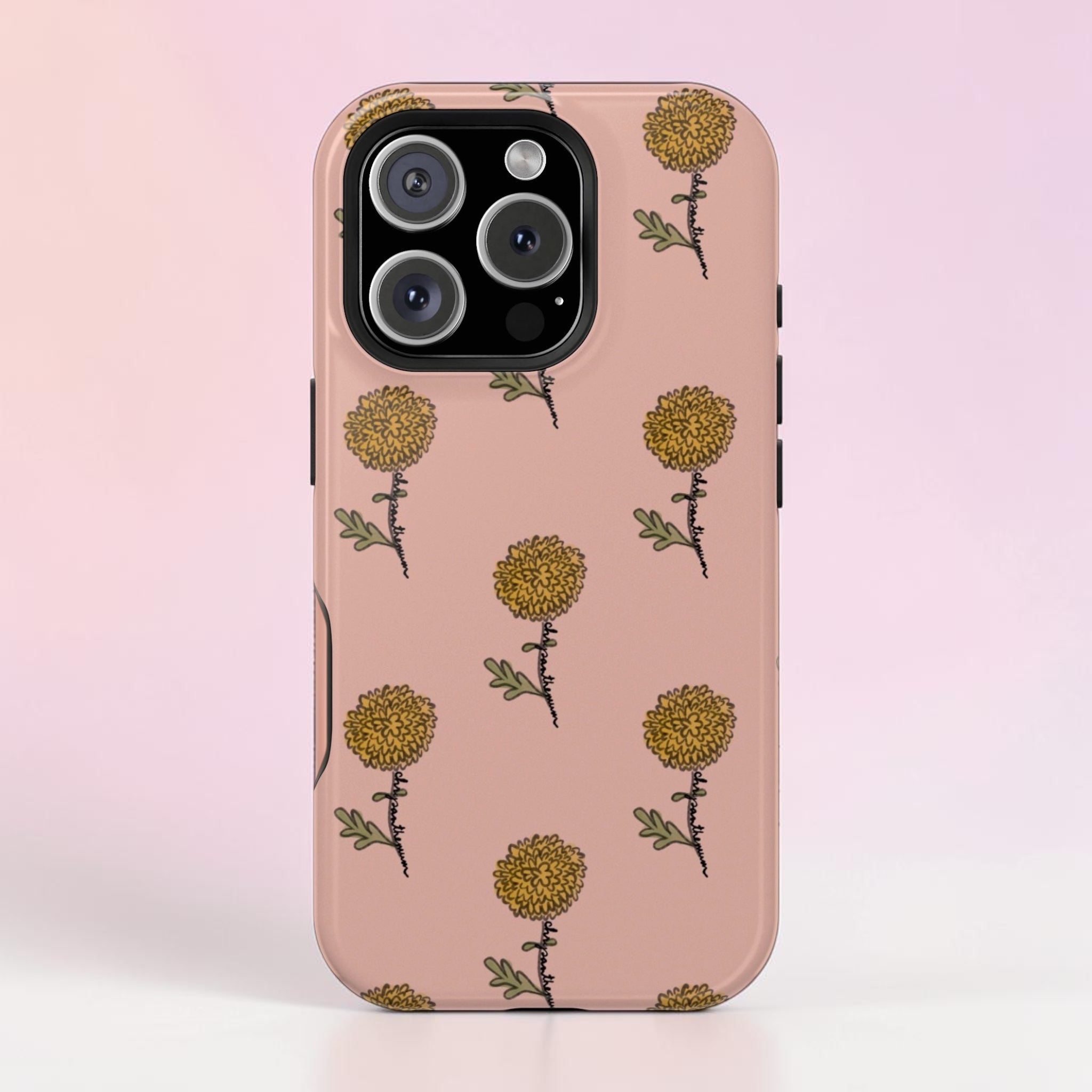 Golden Mum Flower phone case Magnetic Impact-Resistant Case | MagSafe compatible, floral dusty-rose
