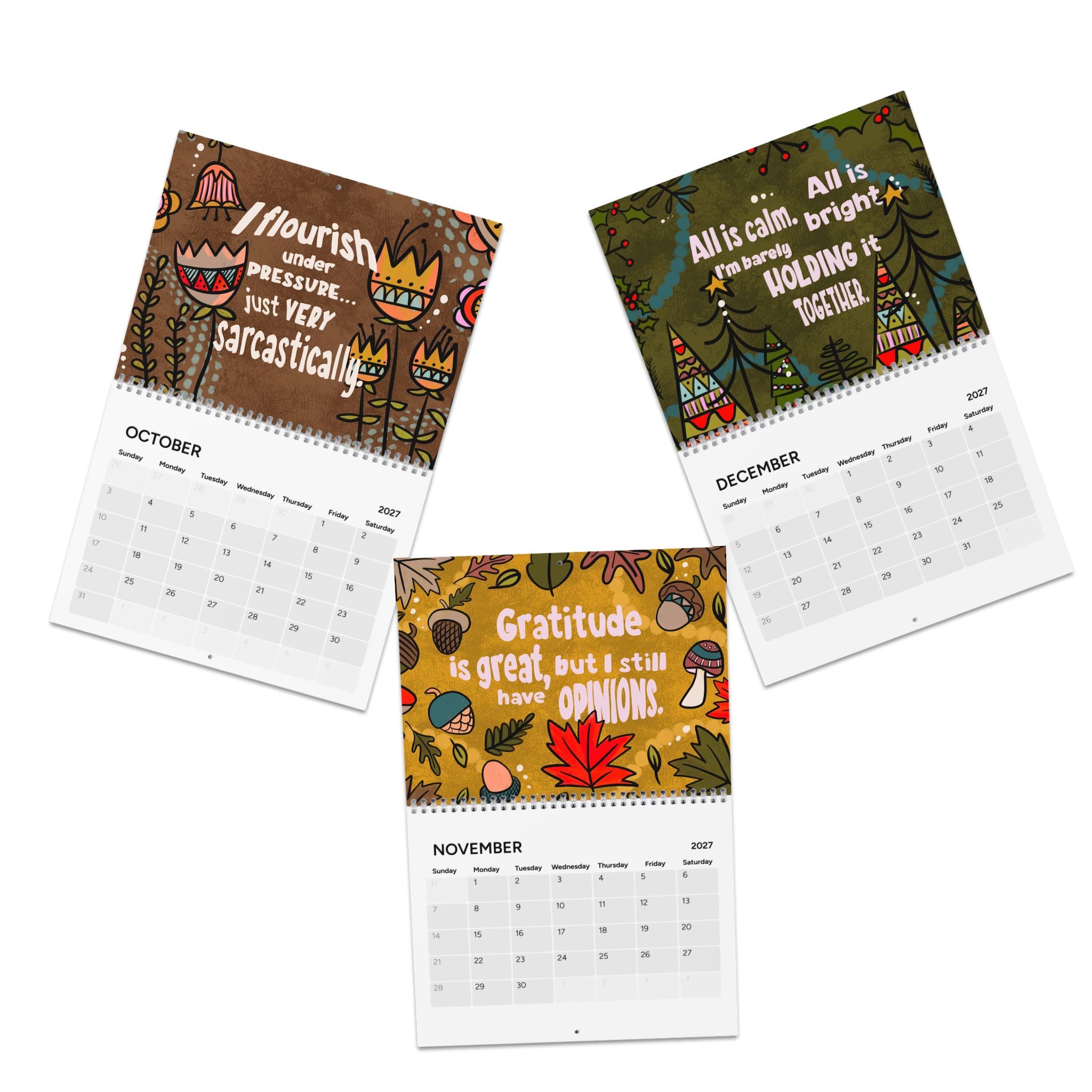 Whimsical Floral Quote Calendar 2027 | Wall Calendar