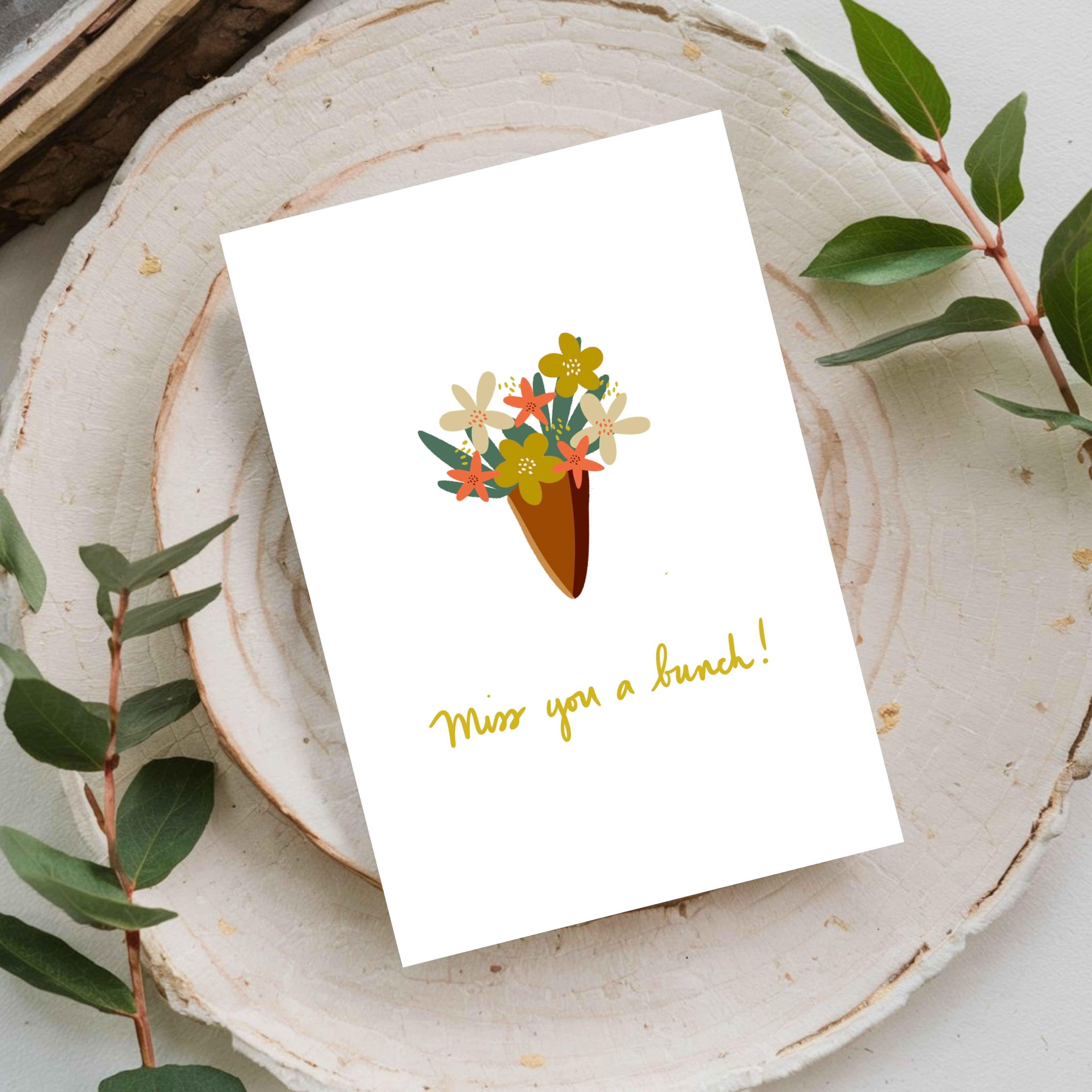 Miss You Bouquet Card-Instant Download