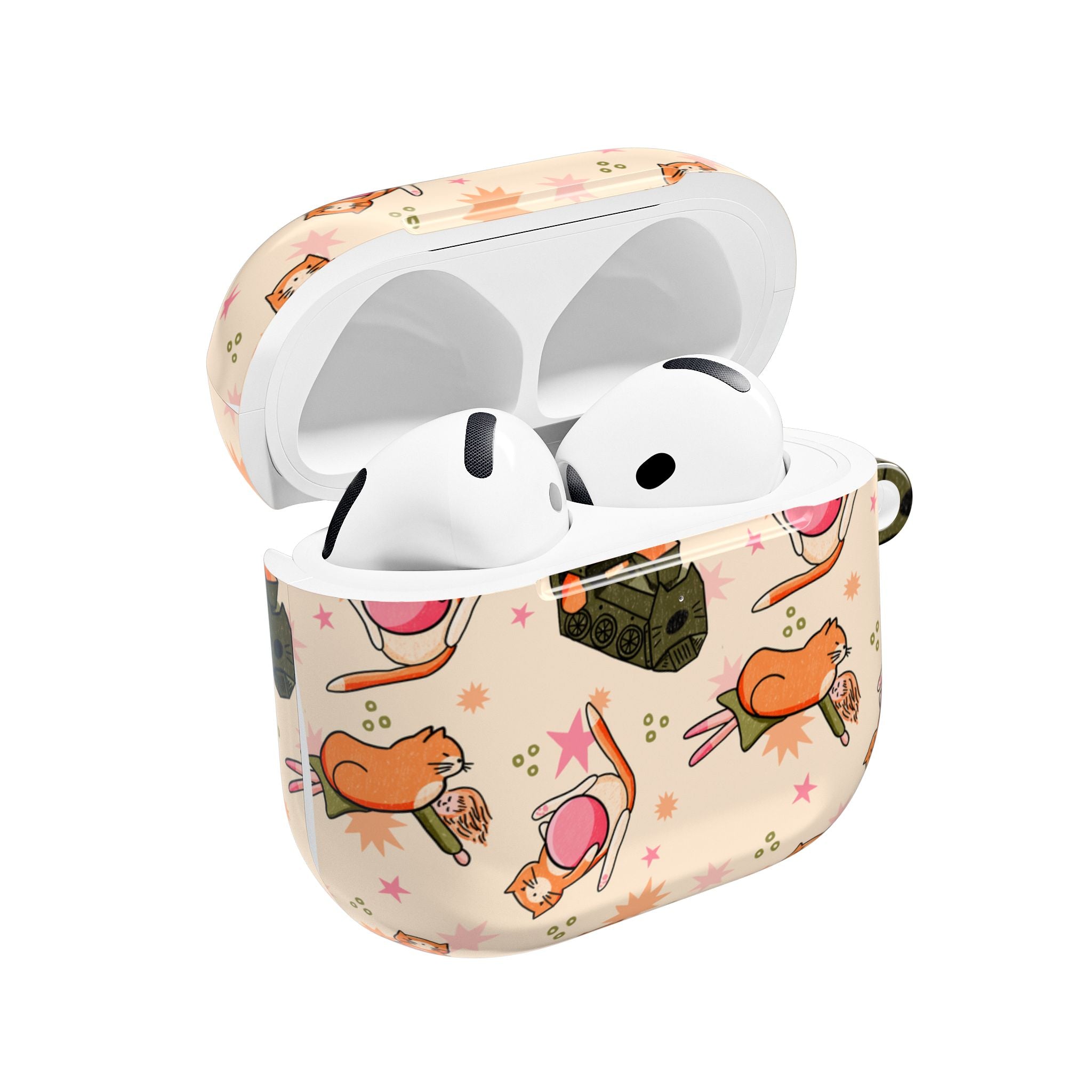 Cute Cat Pattern AirPod Case — Kawaii Orange Kitty Tech Cover