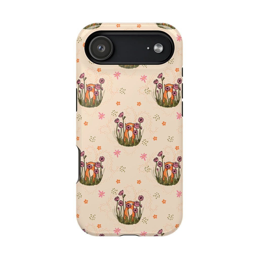 Floral Cat Pattern Magnetic Impact-Resistant Phone Case
