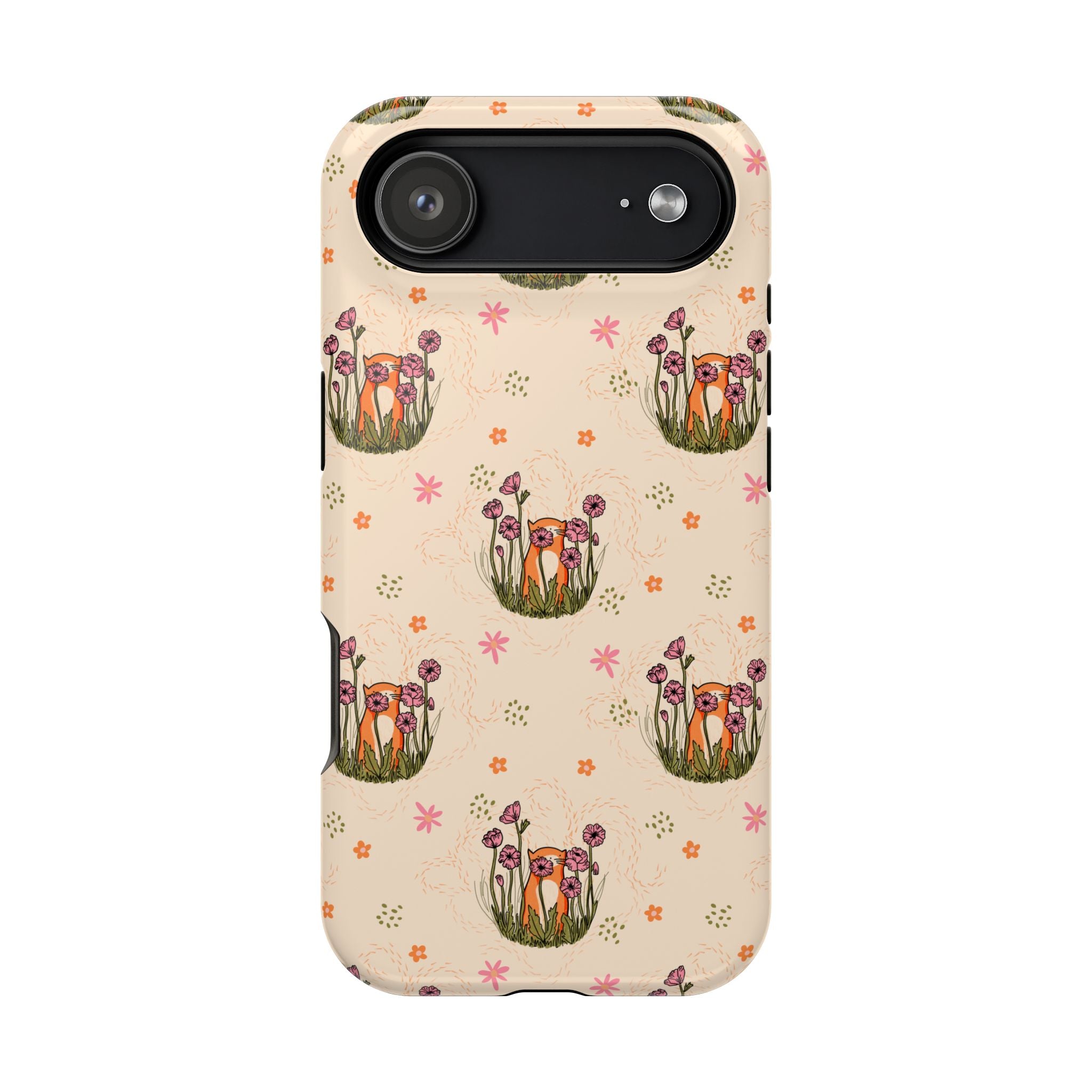 Floral Cat Pattern Magnetic Impact-Resistant Phone Case
