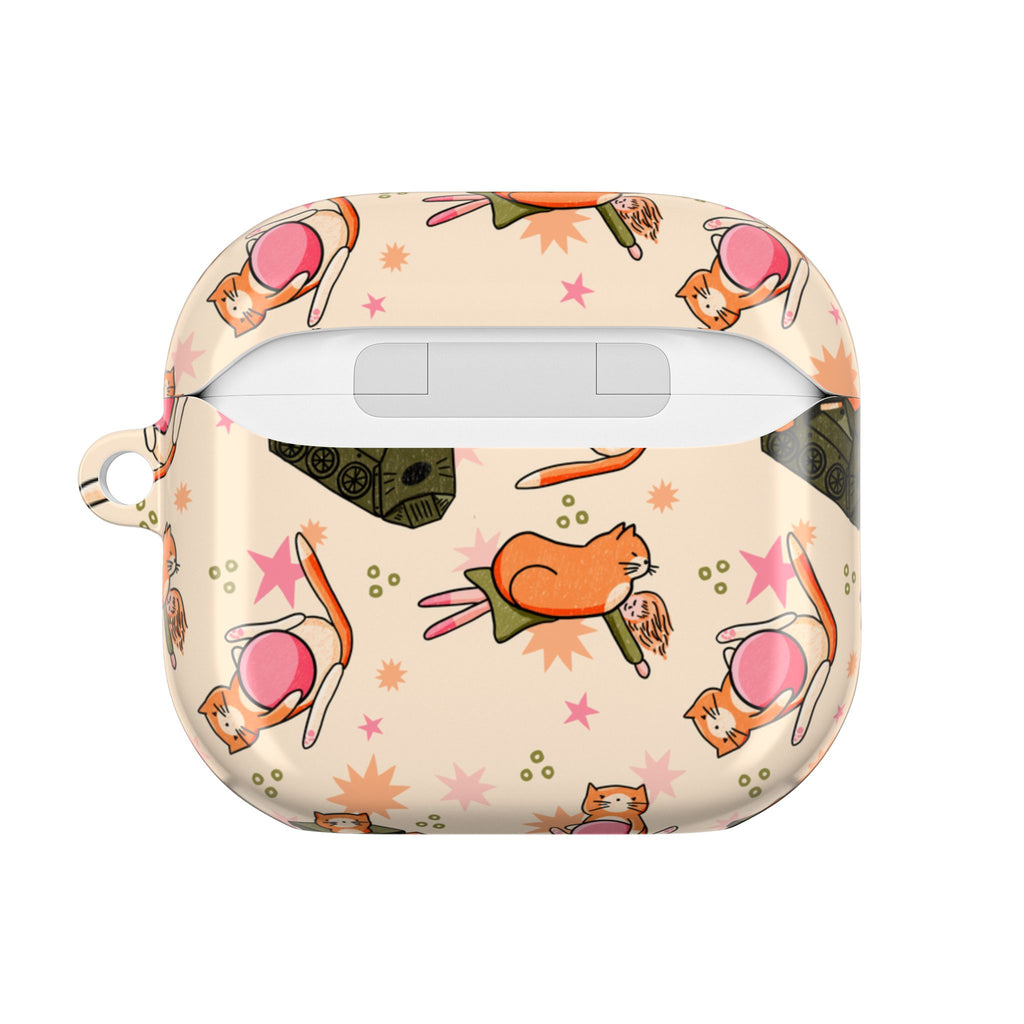 Cute Cat Pattern AirPod Case — Kawaii Orange Kitty Tech Cover