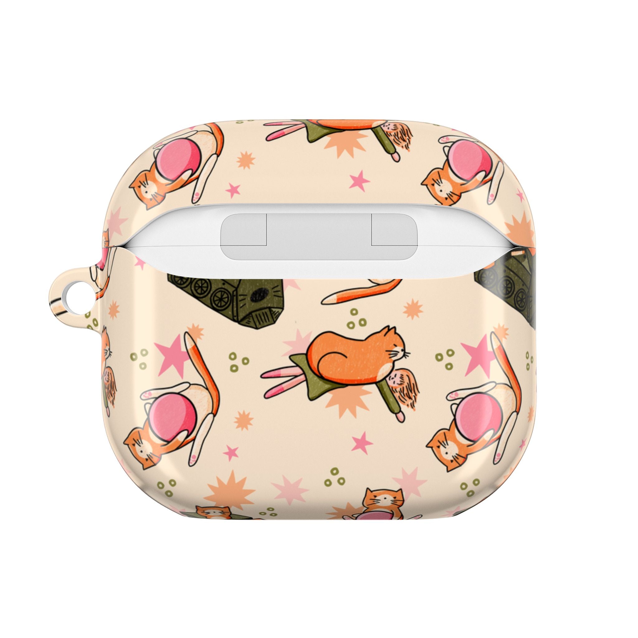 Cute Cat Pattern AirPod Case — Kawaii Orange Kitty Tech Cover
