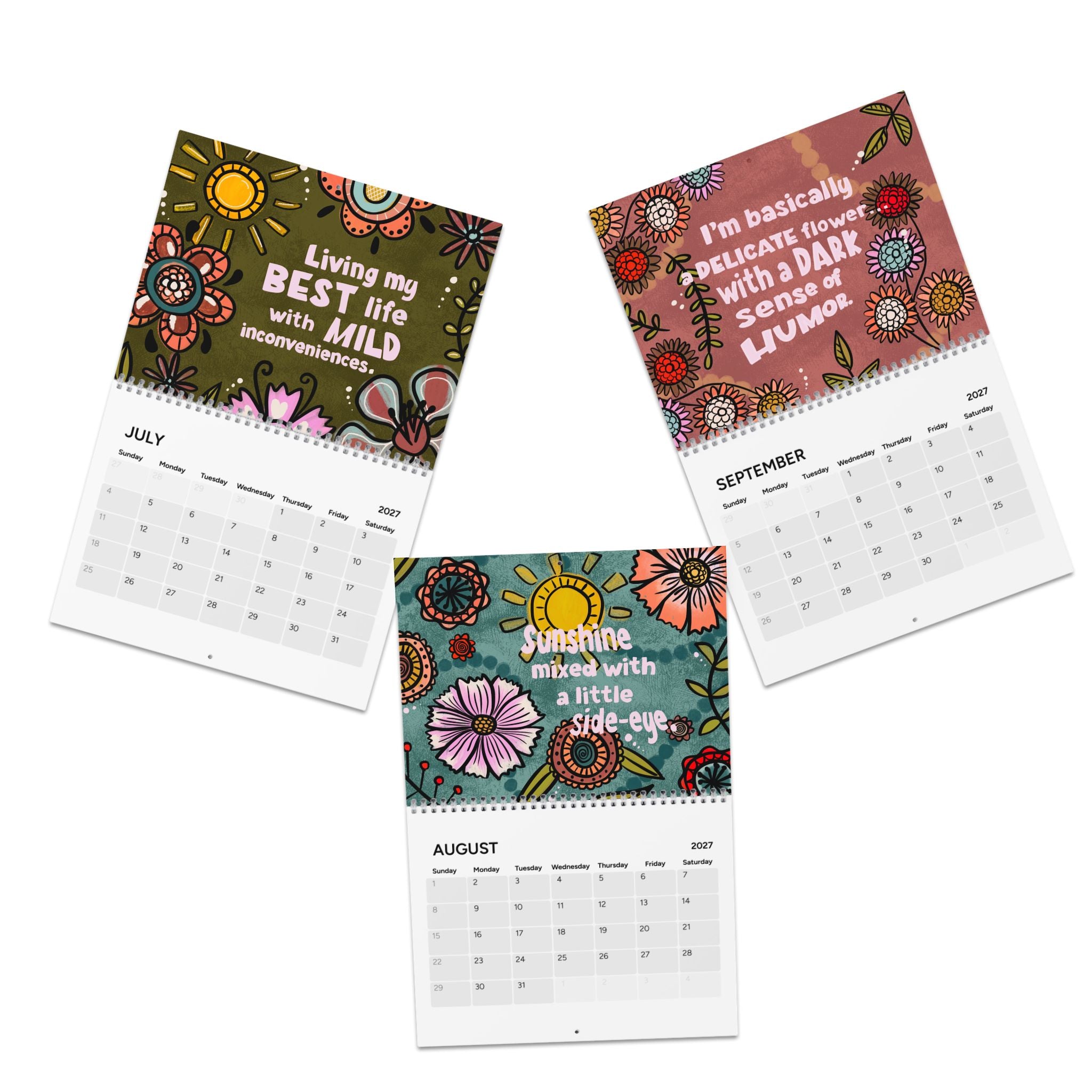 Whimsical Floral Quote Calendar 2027 | Wall Calendar