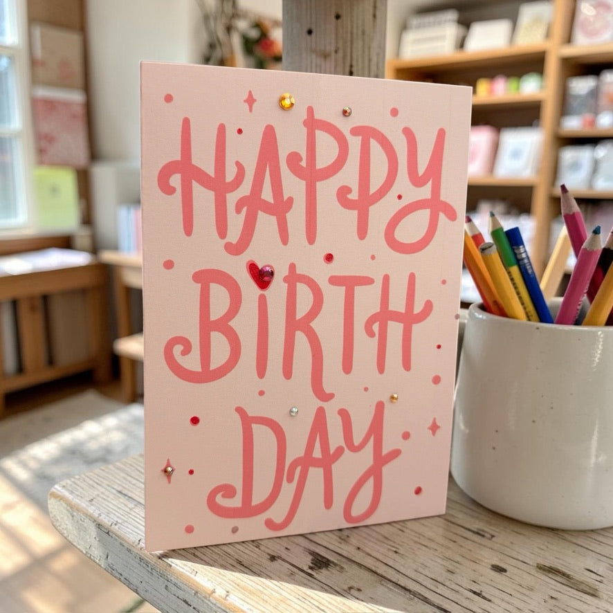 Happy Birthday Card with Gem Accents