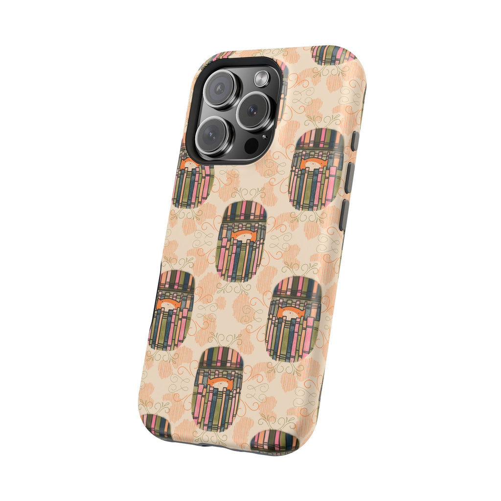 Phone Case Library Cat Pattern Magnetic Impact Resistant Case
