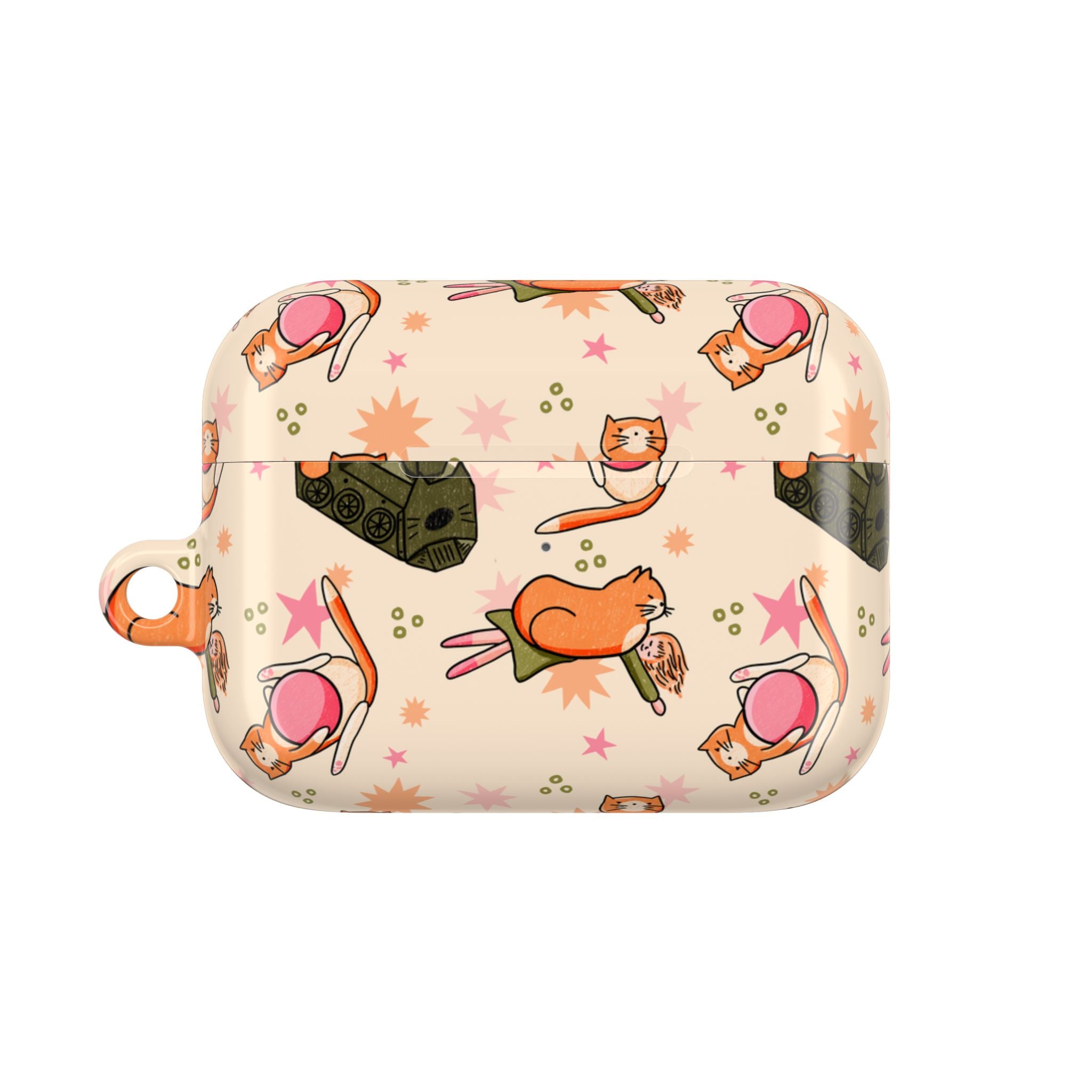 Cute Cat Pattern AirPod Case — Kawaii Orange Kitty Tech Cover