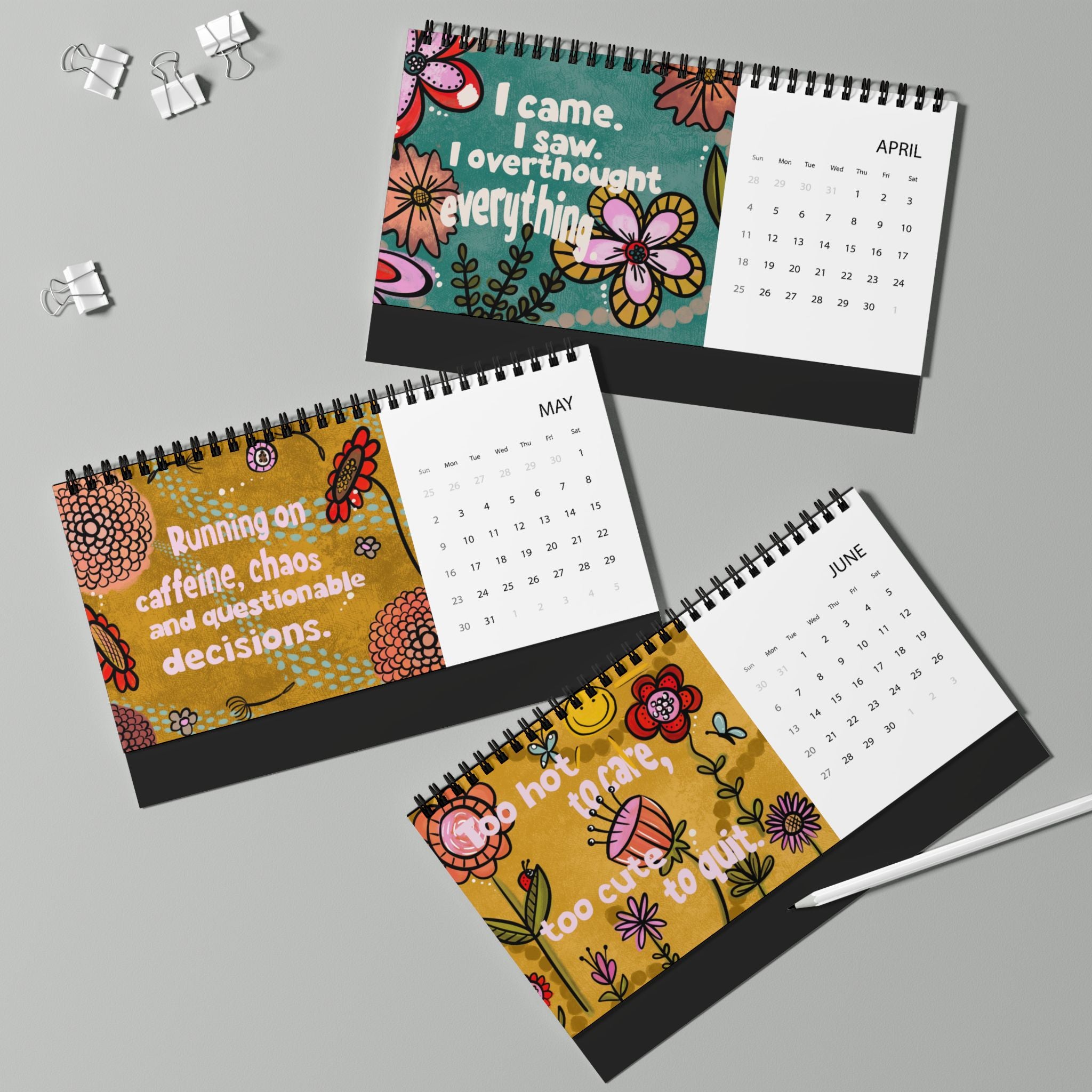 Sassy Floral Quote Desktop Calendar | 2027 Desk Planner