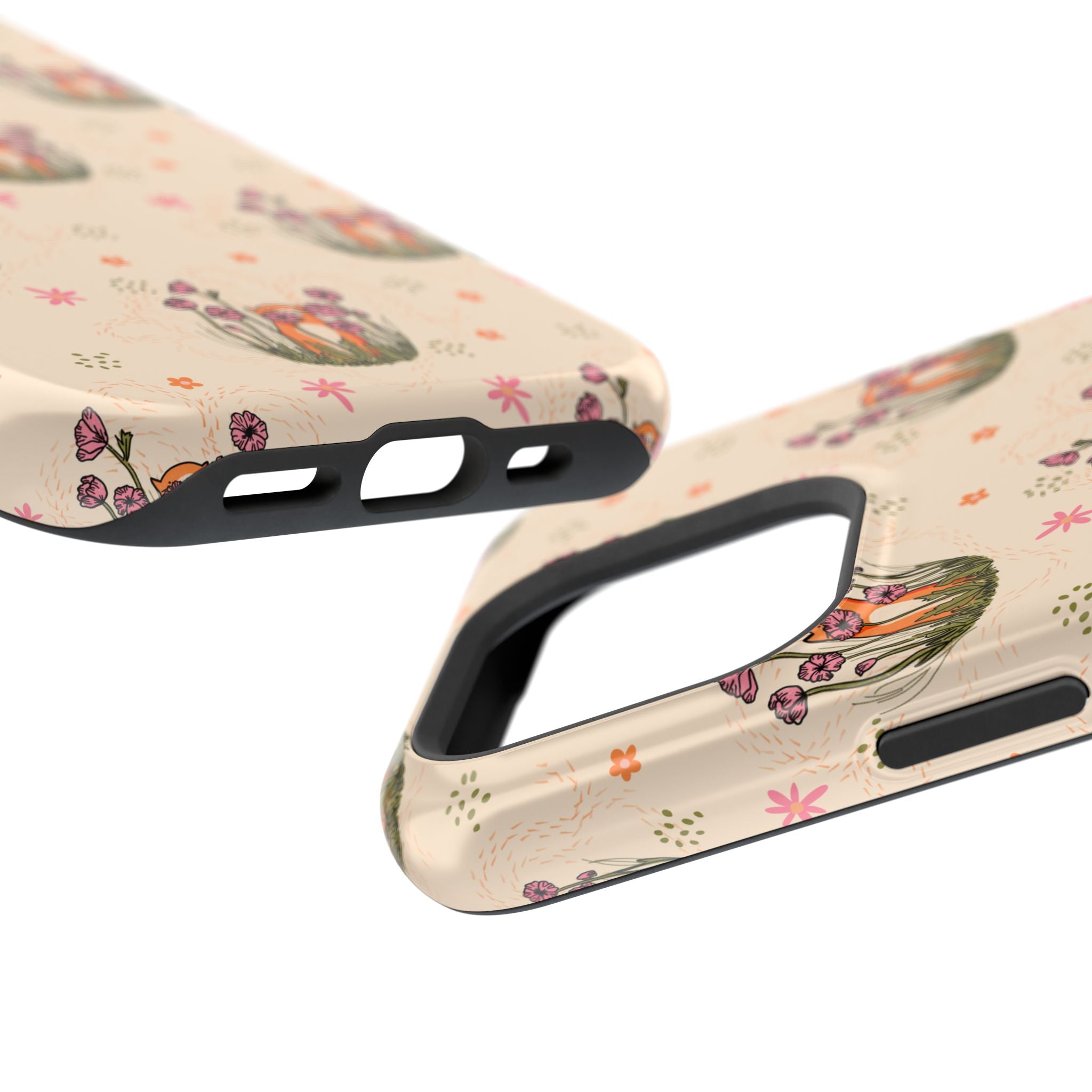 Floral Cat Pattern Magnetic Impact-Resistant Phone Case
