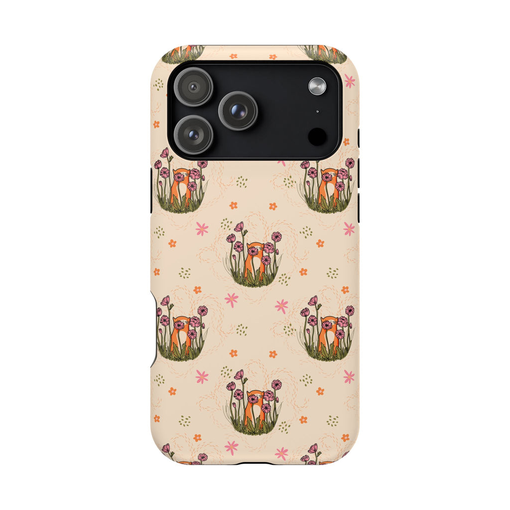 Floral Cat Pattern Magnetic Impact-Resistant Phone Case