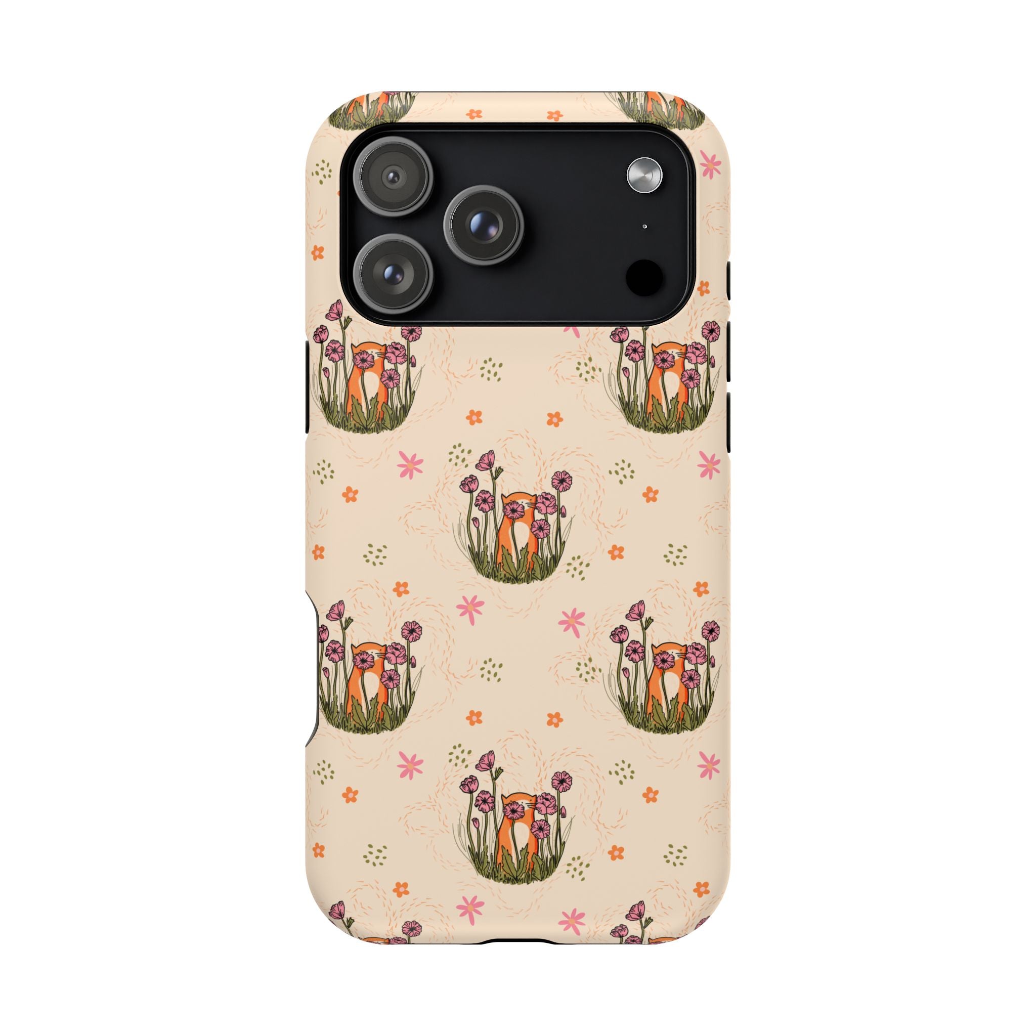 Floral Cat Pattern Magnetic Impact-Resistant Phone Case