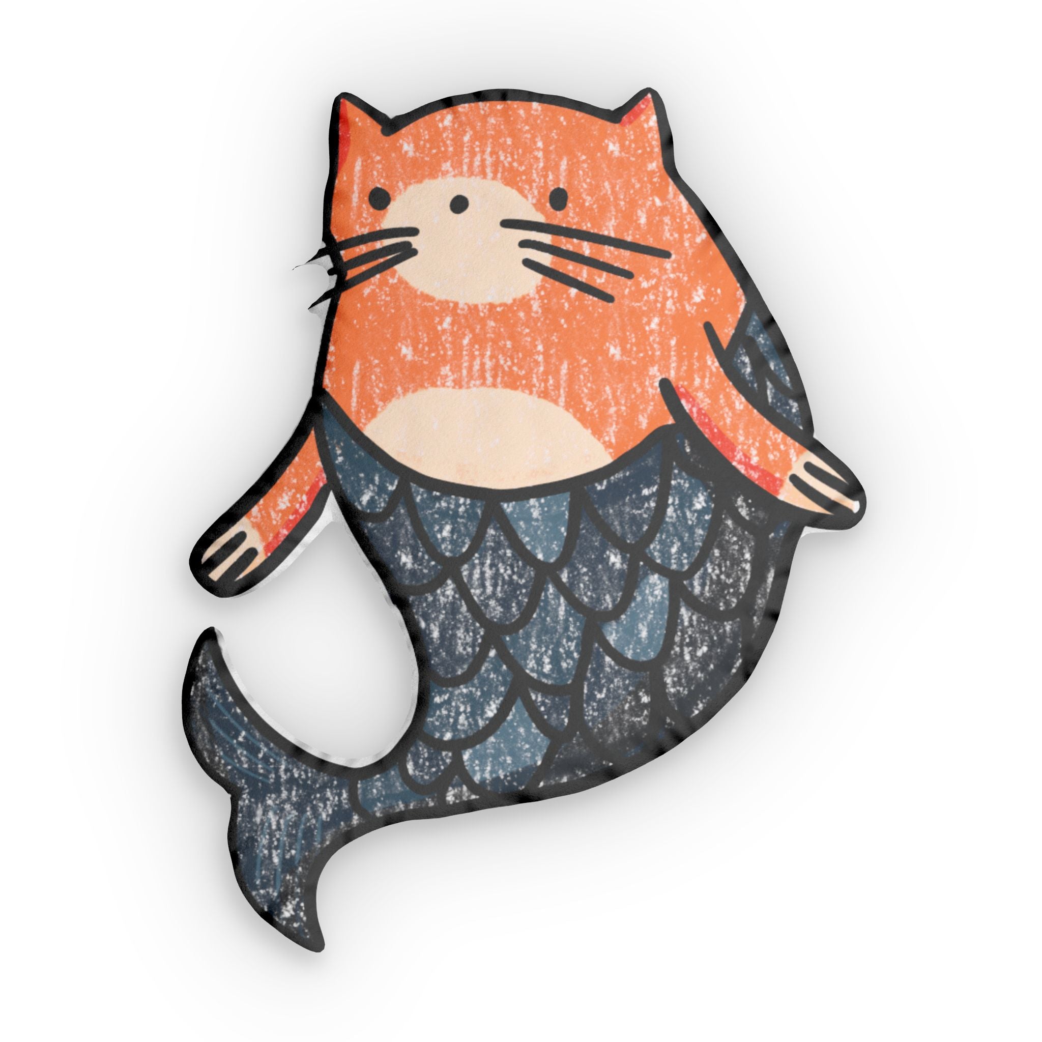 Mermaid Cat Shaped Pillow — Whimsical Cat-Mermaid Plush Accent