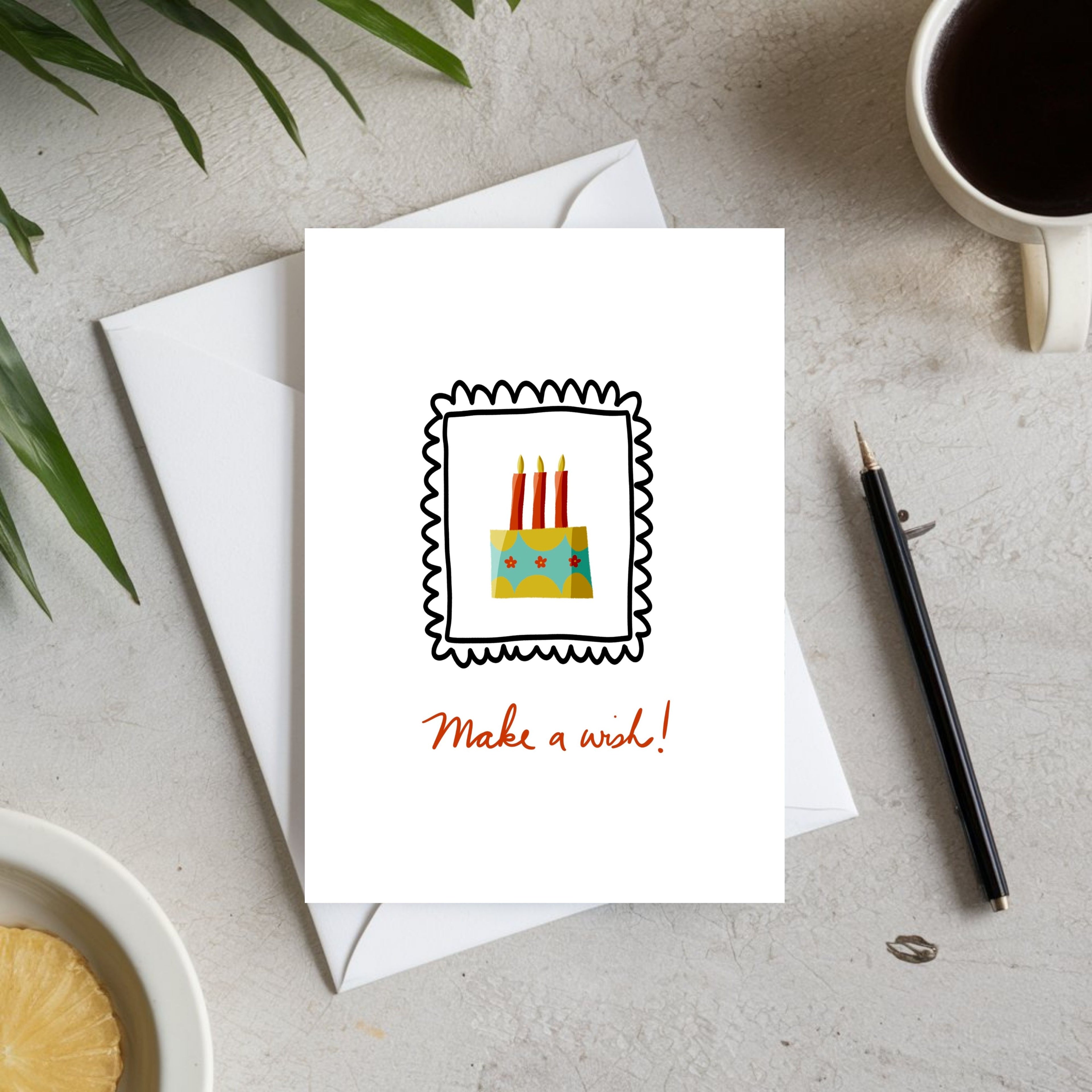 Make a Wish Birthday Card-Instant Download