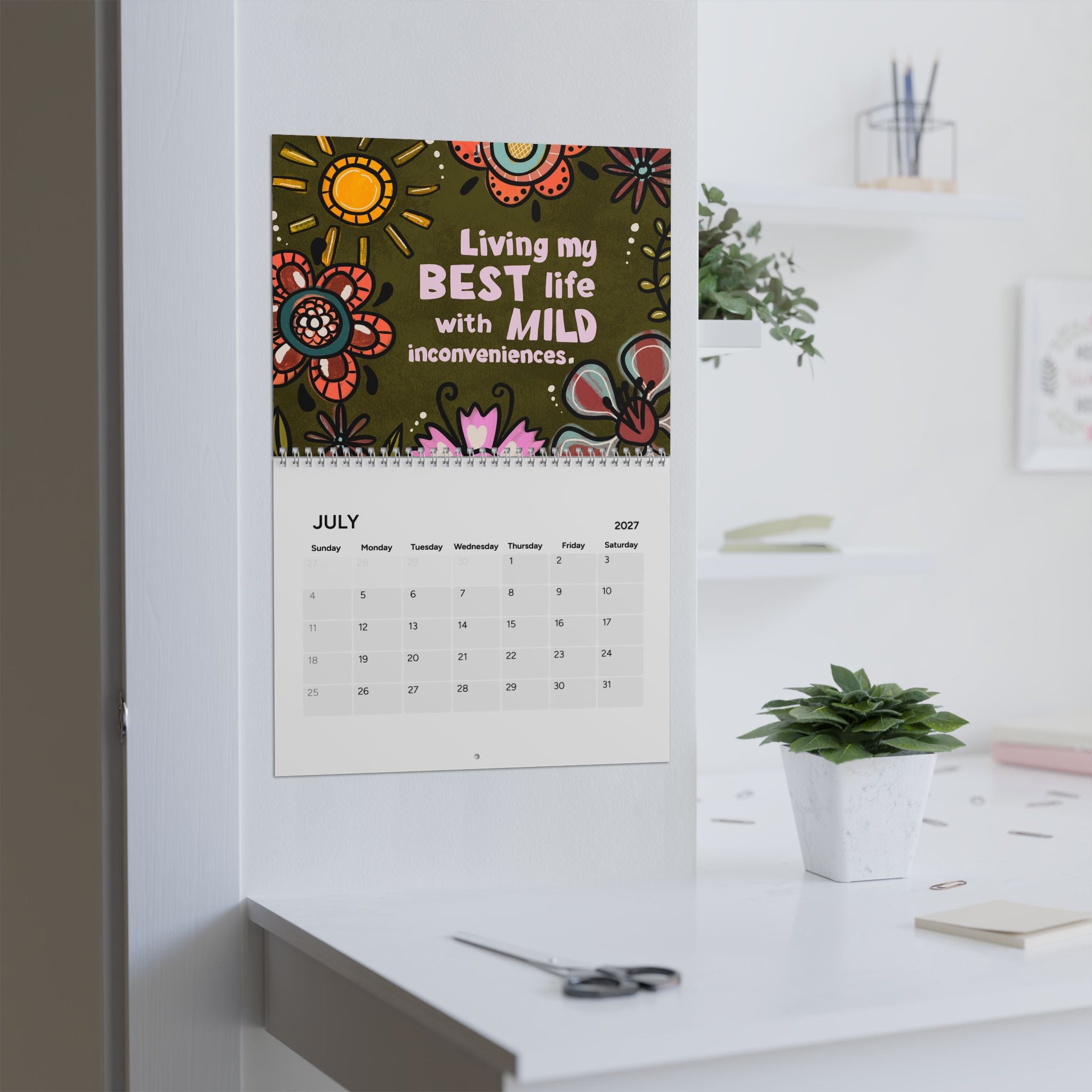 Whimsical Floral Quote Calendar 2027 | Wall Calendar