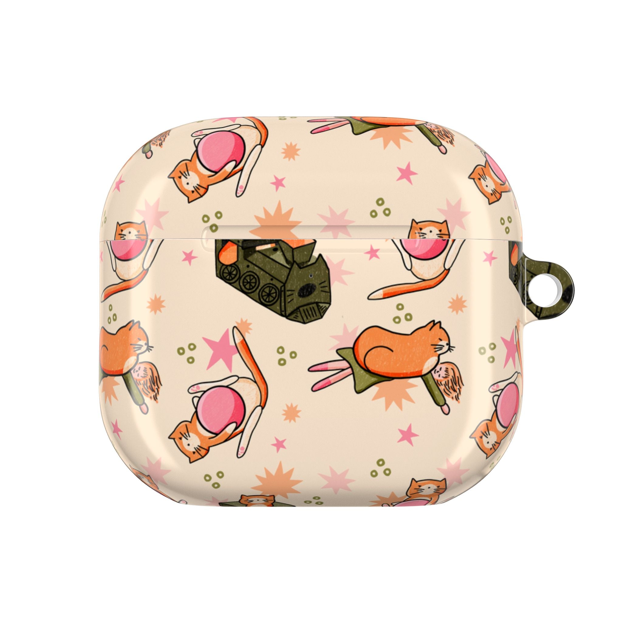 Cute Cat Pattern AirPod Case — Kawaii Orange Kitty Tech Cover