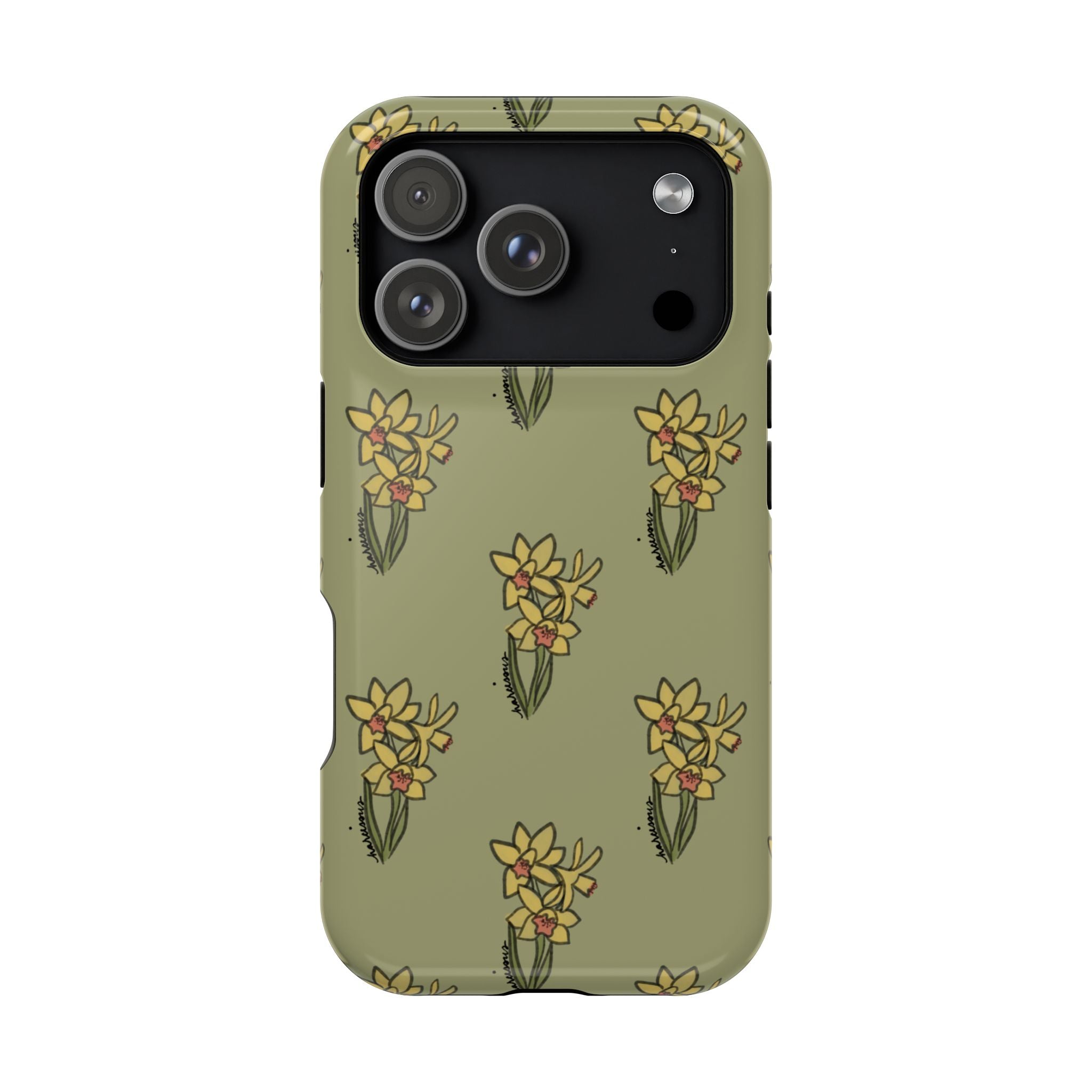 Yellow Narcissus Pattern Phone Case | Magnetic Impact-Resistant Case