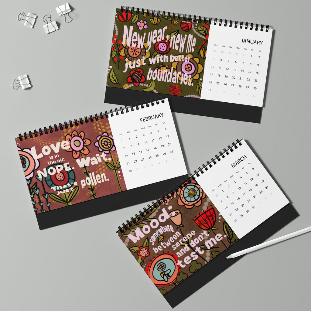 Sassy Floral Quote Desktop Calendar | 2027 Desk Planner